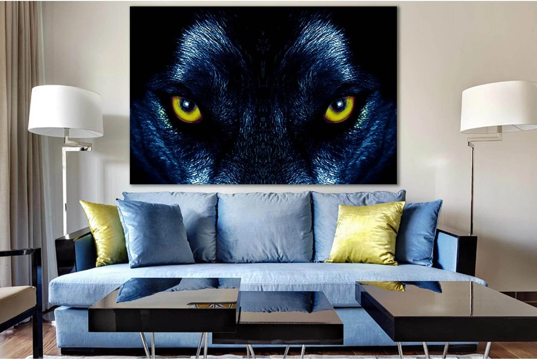 Black Wolf Gaze №SL1536 Ready to Hang Canvas Print - Zellart Canvas Prints 0new, ALL_Products, Animals & Wildlife