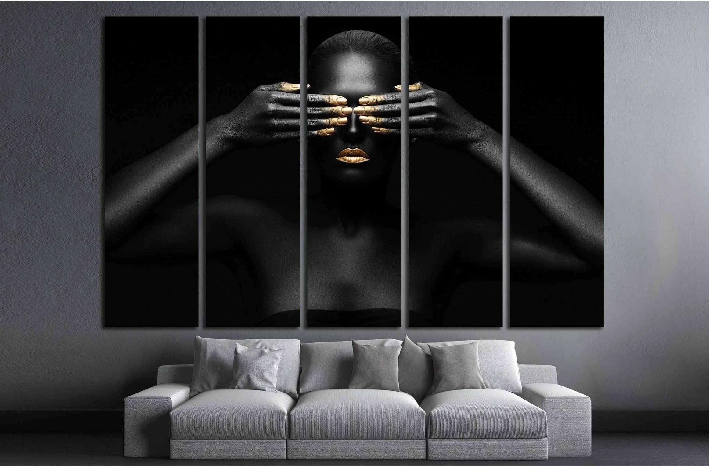 black woman closes her eyes. №2469 Ready to Hang Canvas Print - Zellart Canvas Prints ALL_Products, s-2469