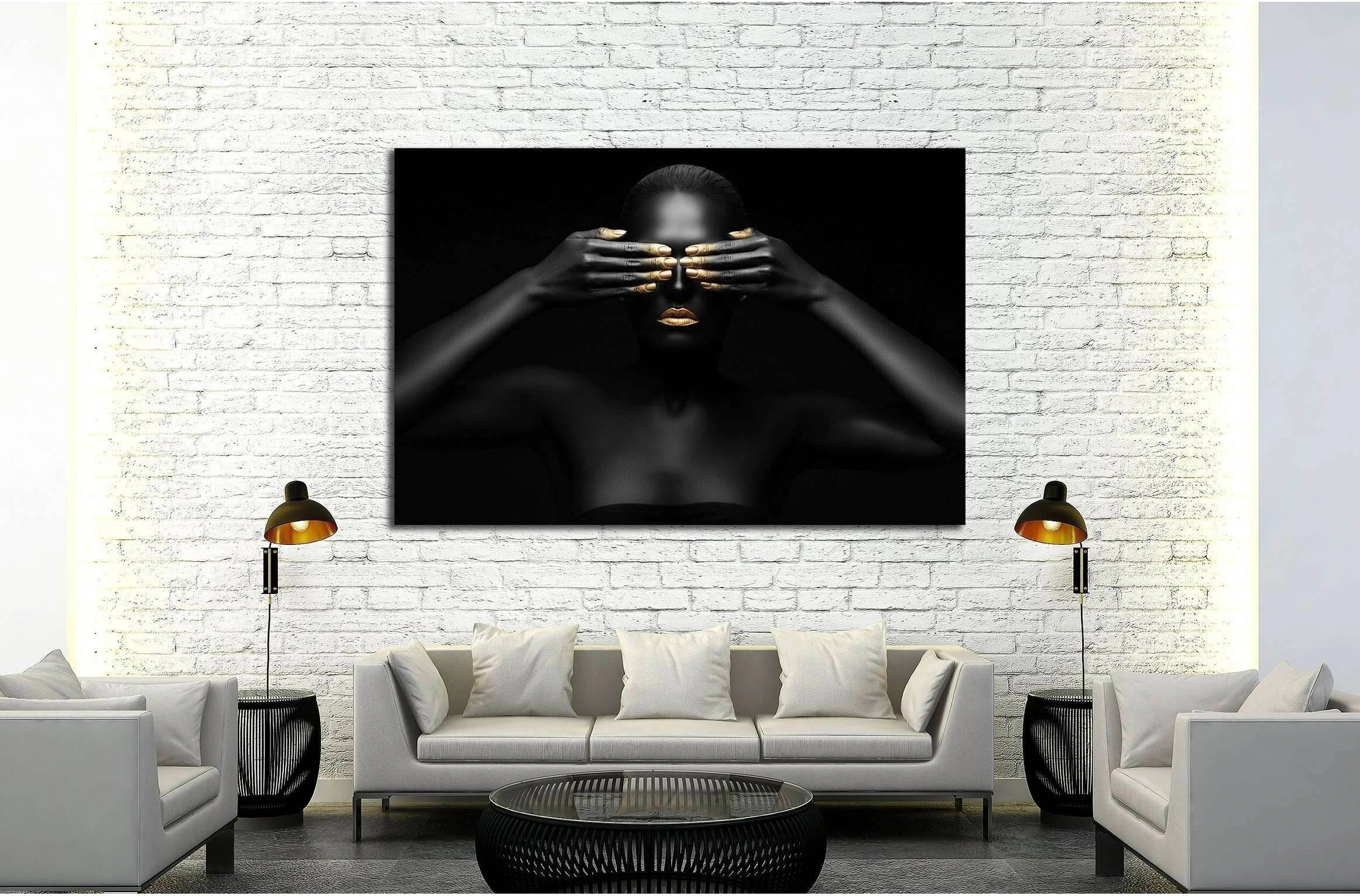 black woman closes her eyes. №2469 Ready to Hang Canvas Print - Zellart Canvas Prints ALL_Products, s-2469