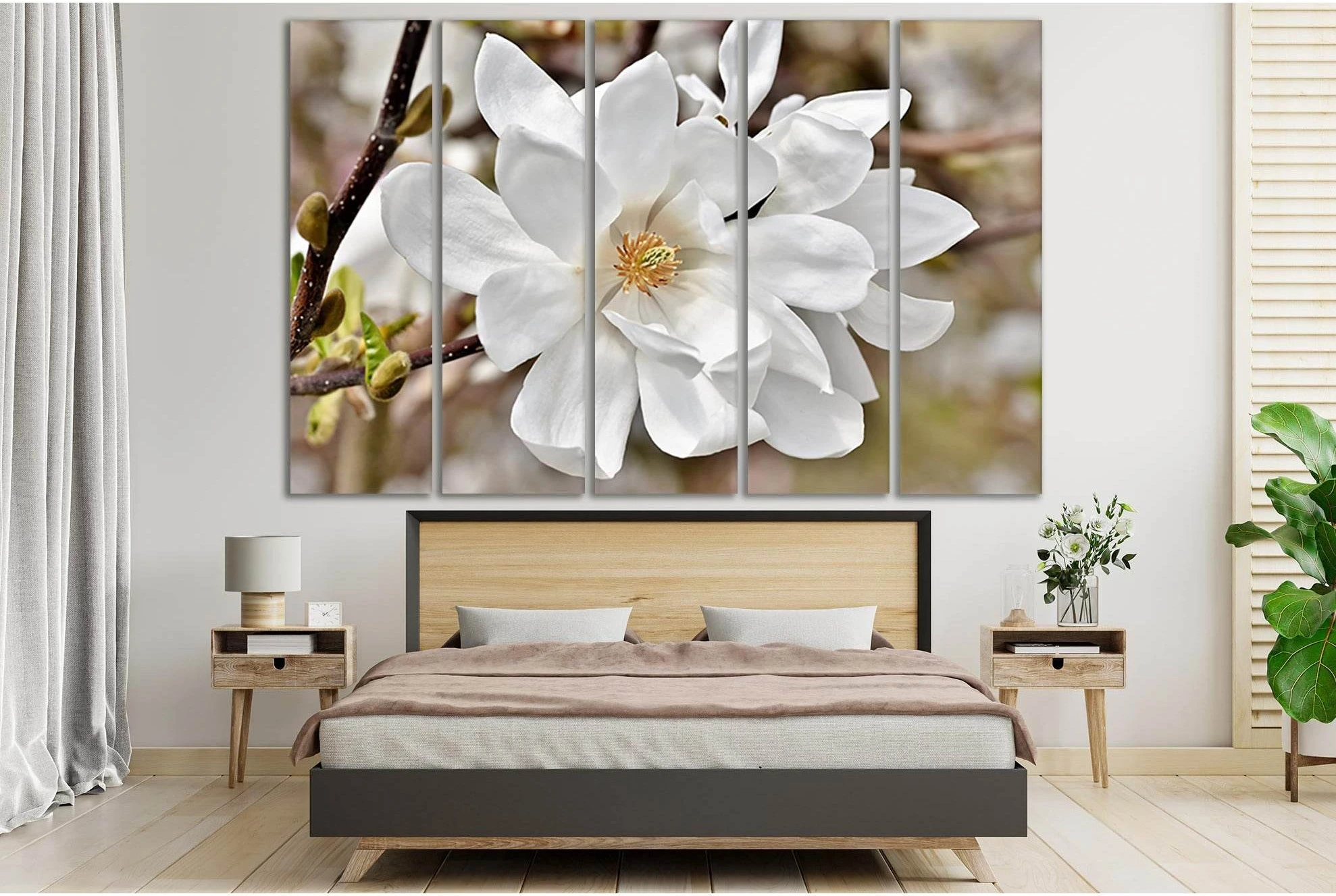 Blooming Magnolia №SL497 Ready to Hang Canvas Print - Zellart Canvas Prints 0new, ALL_Products, Trees Wall Art