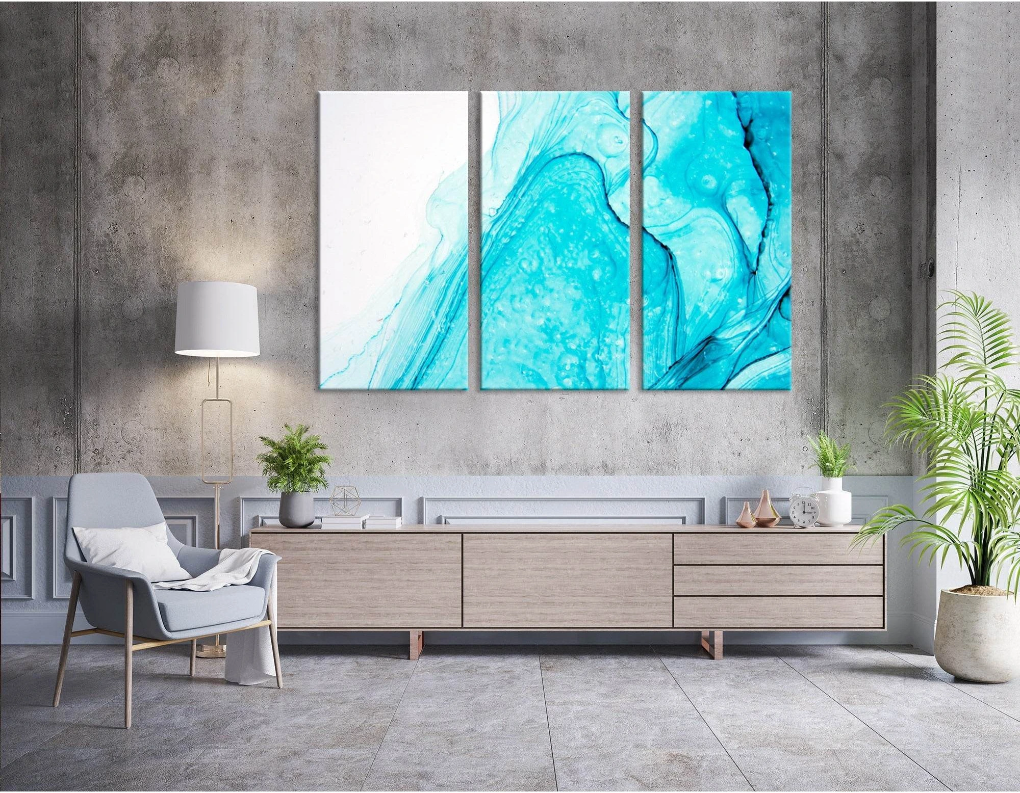Blue Abstract №04288 Ready to Hang Canvas Print - Zellart Canvas Prints ALL_Products