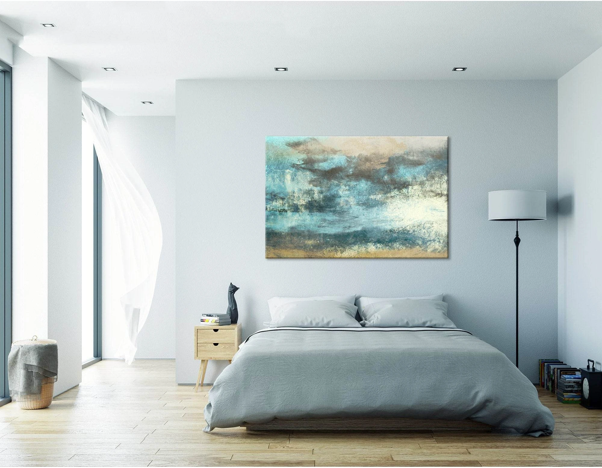 Blue And Beige Abstract №04374 Ready to Hang Canvas Print - Zellart Canvas Prints ALL_Products