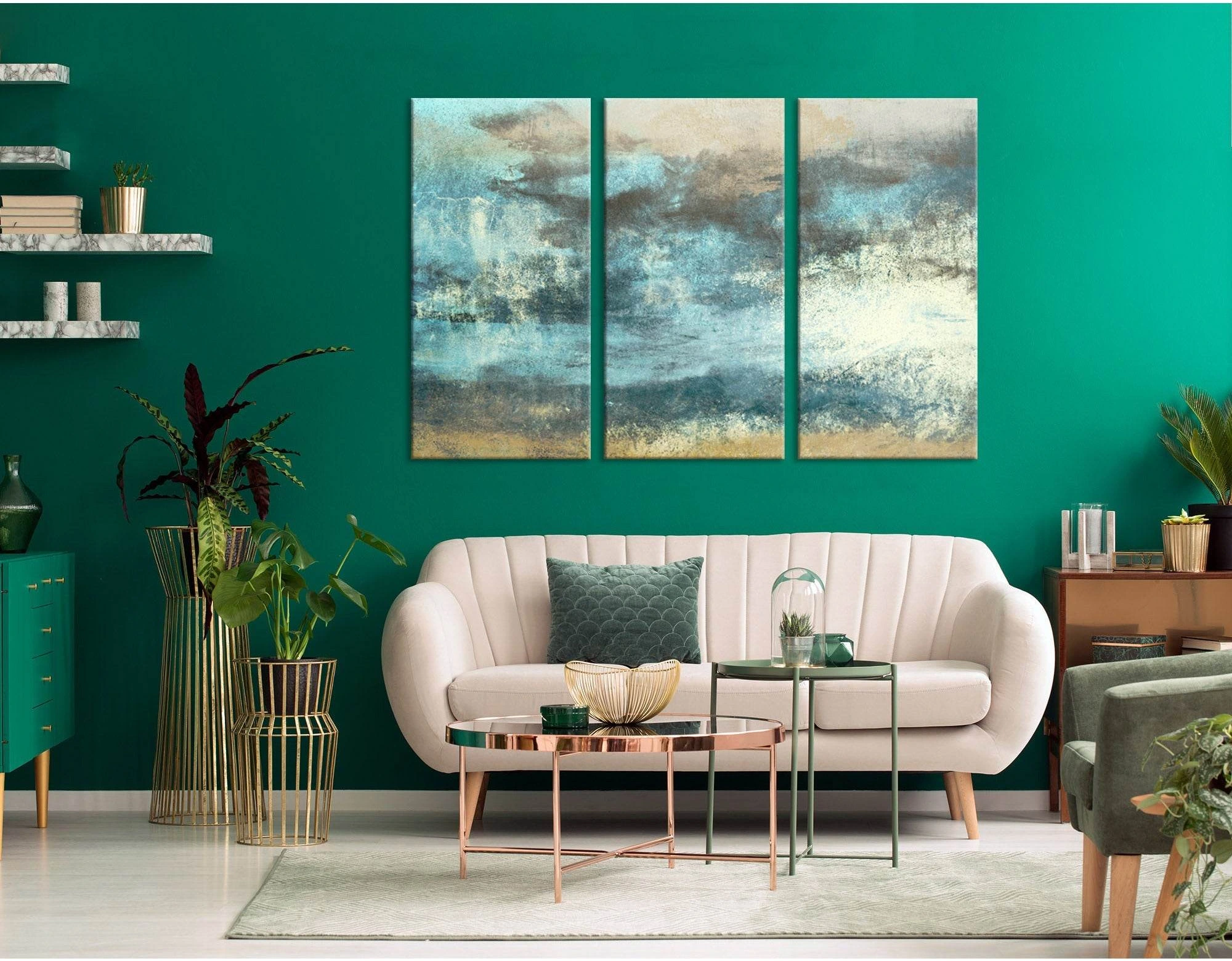 Blue And Beige Abstract №04374 Ready to Hang Canvas Print - Zellart Canvas Prints ALL_Products