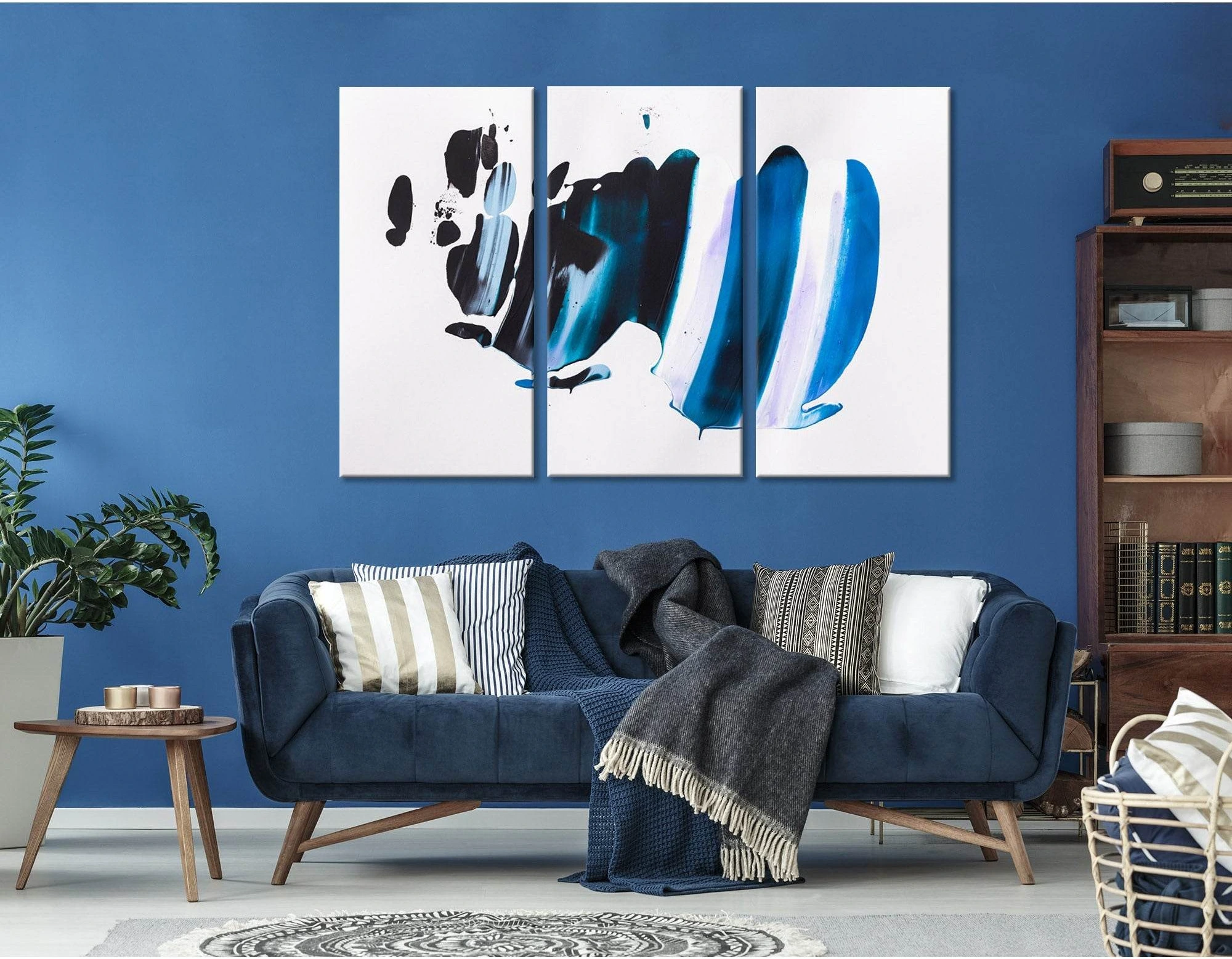Blue And Black Abstract №04387 Ready to Hang Canvas Print - Zellart Canvas Prints ALL_Products