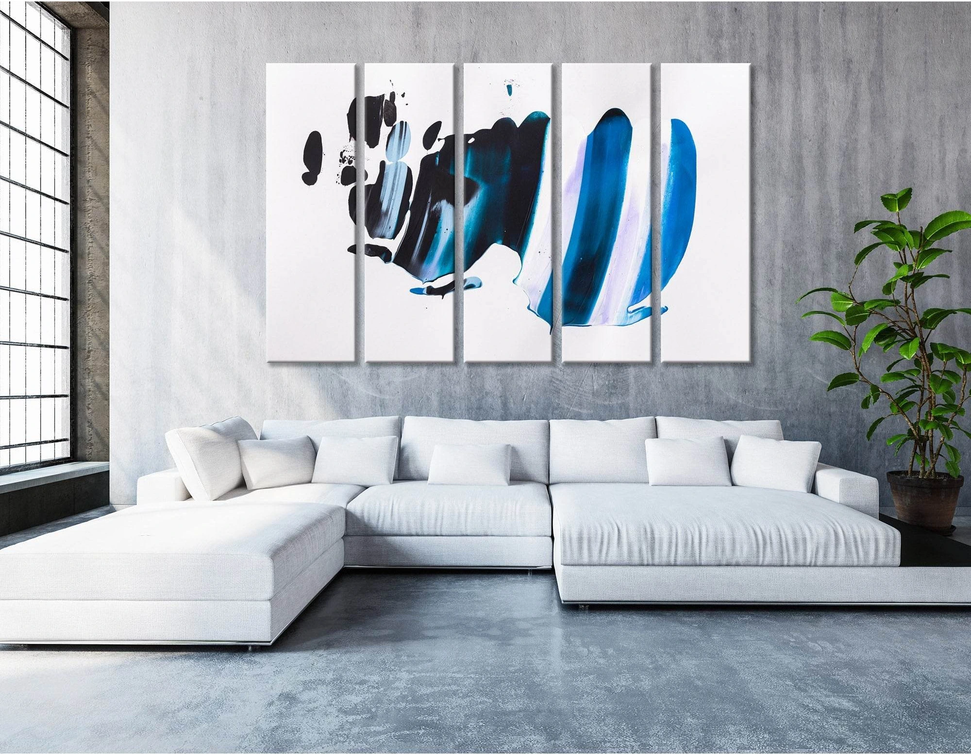 Blue And Black Abstract №04387 Ready to Hang Canvas Print - Zellart Canvas Prints ALL_Products