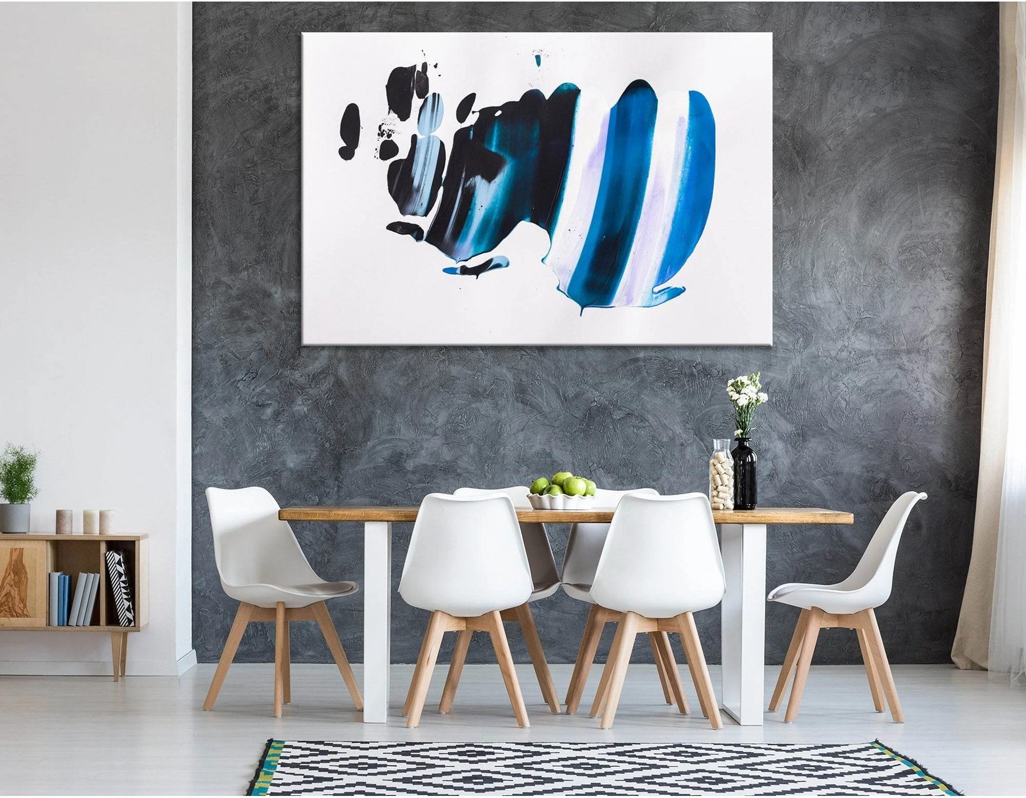 Blue And Black Abstract №04387 Ready to Hang Canvas Print - Zellart Canvas Prints ALL_Products