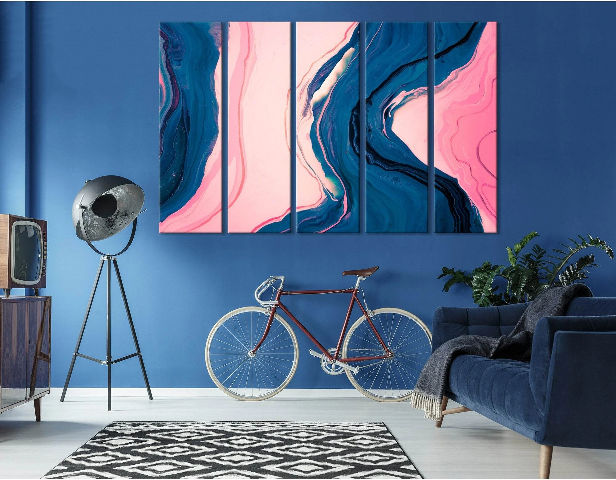 Blue And Pink Abstract №04348 Ready to Hang Canvas Print - Zellart Canvas Prints ALL_Products