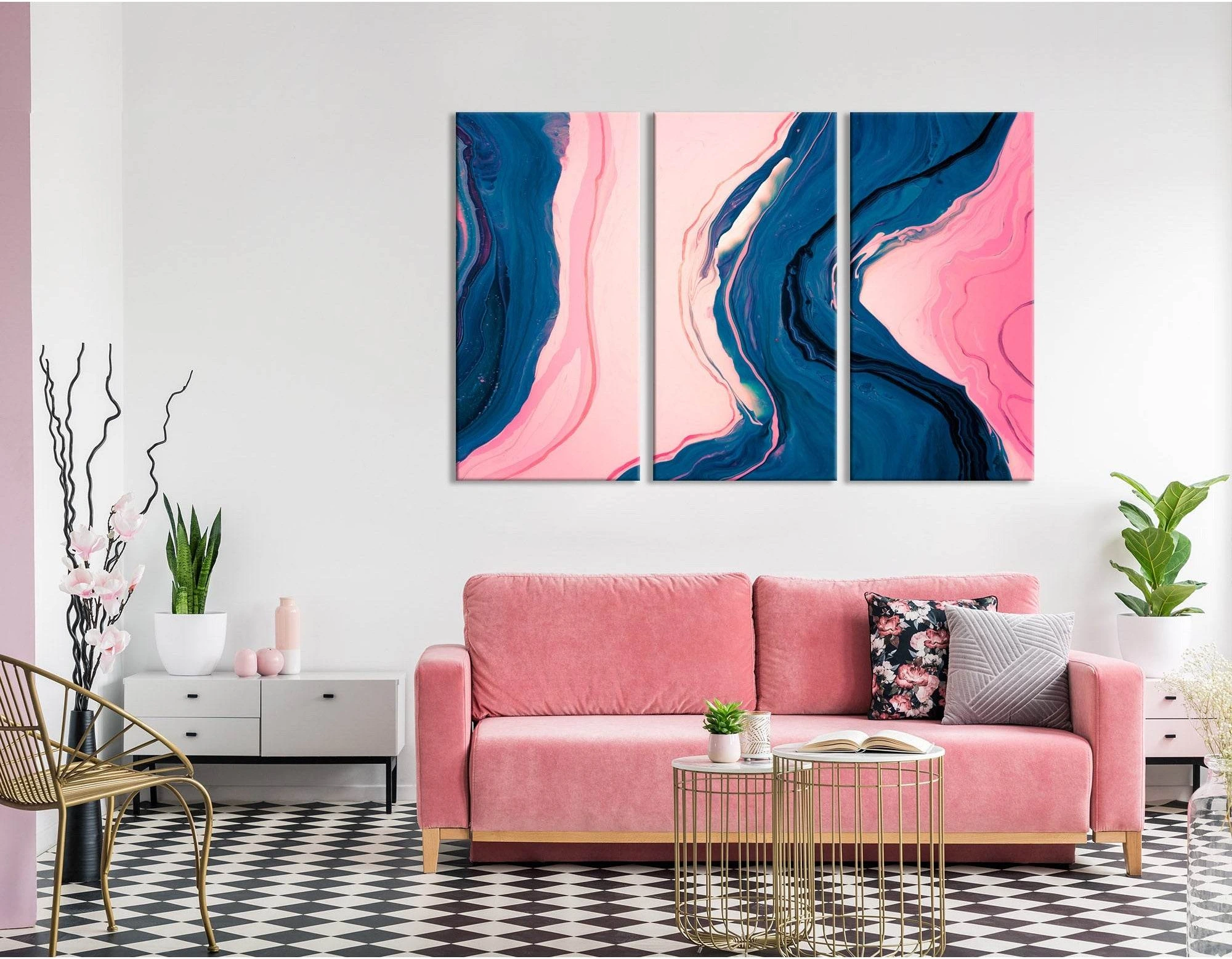 Blue And Pink Abstract №04348 Ready to Hang Canvas Print - Zellart Canvas Prints ALL_Products