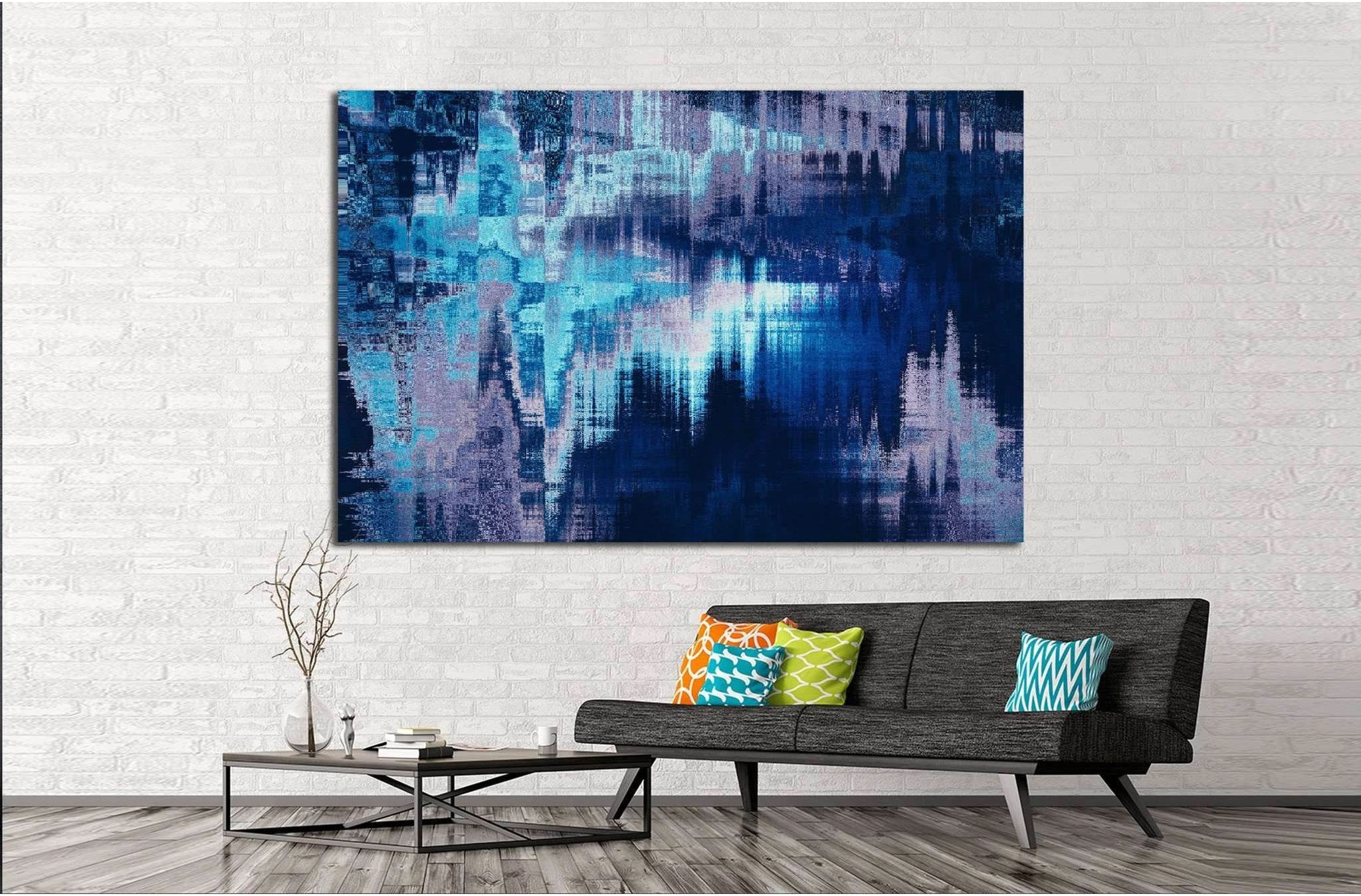 blue blurred abstract background texture with stripes №1423 Ready to Hang Canvas Print - Zellart Canvas Prints ALL_Products, s-1423