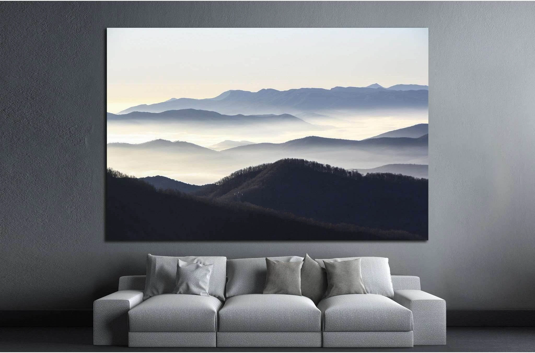 blue mountains №1309 Ready to Hang Canvas Print - Zellart Canvas Prints ALL_Products, s-1309
