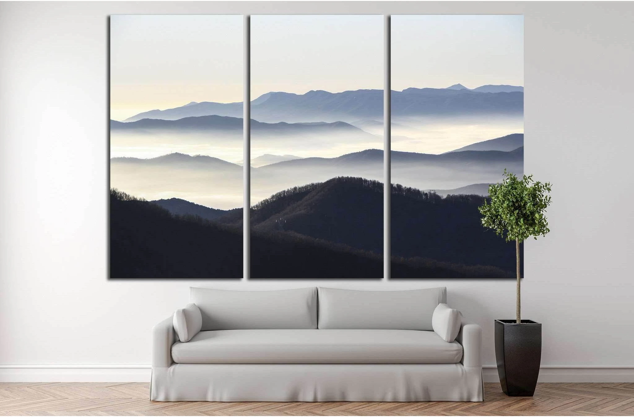 blue mountains №1309 Ready to Hang Canvas Print - Zellart Canvas Prints ALL_Products, s-1309
