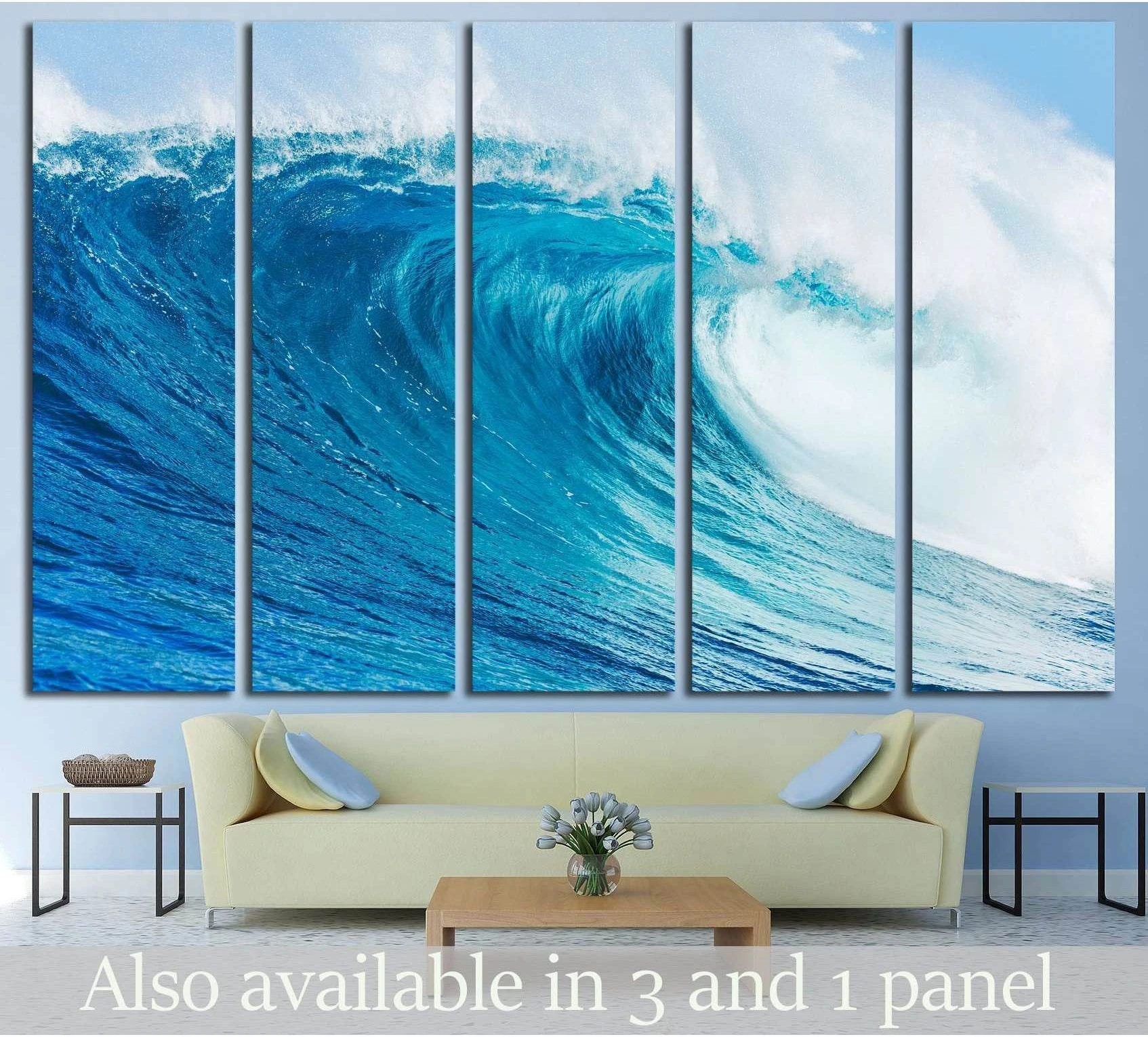 Blue Ocean Wave showing ocean water, wave movement and surf.