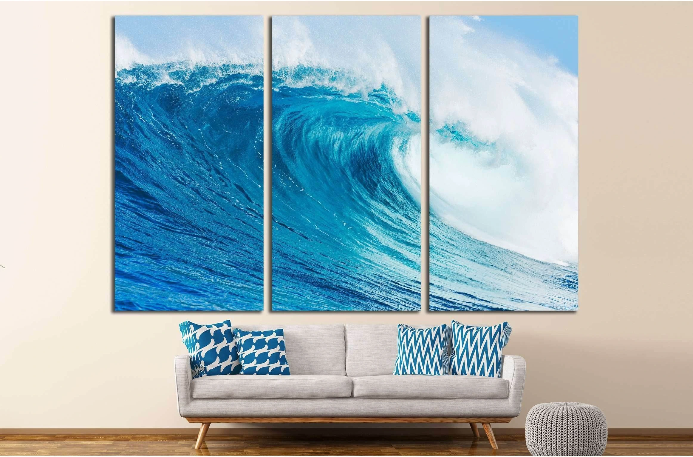 Blue Ocean Wave №2692 Ready to Hang Canvas Print - Zellart Canvas Prints ALL_Products, s-2692