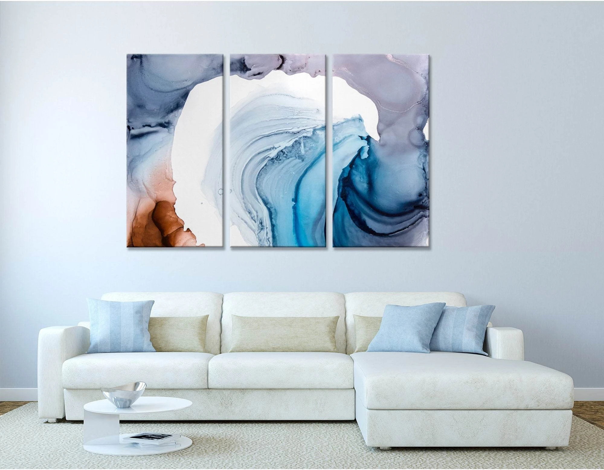 Blue, Purple And White Abstract №04383 Ready to Hang Canvas Print - Zellart Canvas Prints ALL_Products