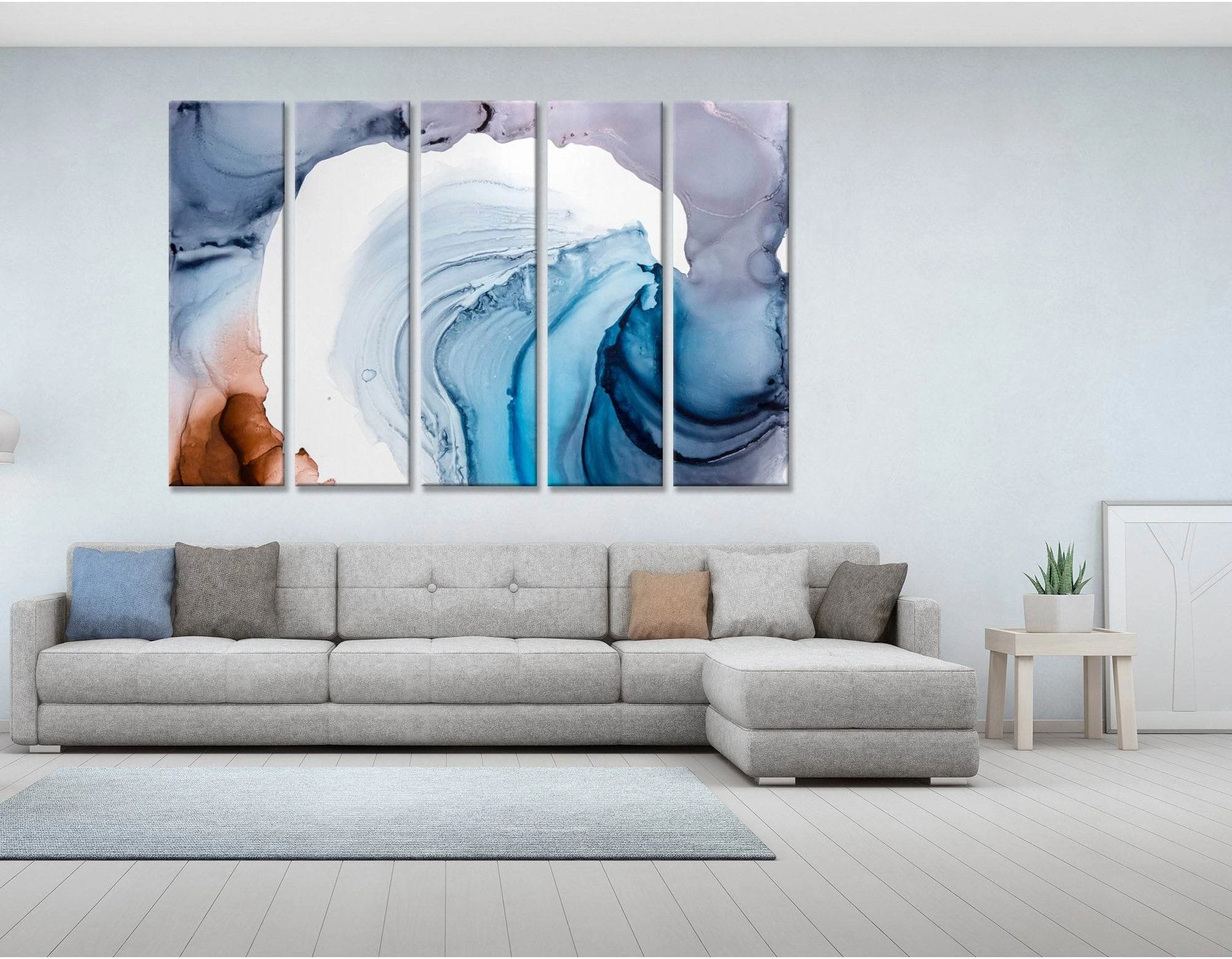 Blue, Purple And White Abstract №04383 Ready to Hang Canvas Print - Zellart Canvas Prints ALL_Products