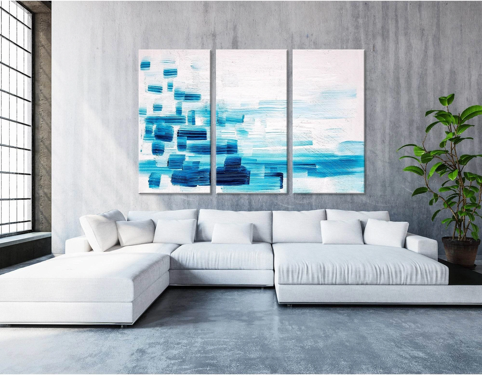 Blue Sea Waves Abstract №04260 Ready to Hang Canvas Print - Zellart Canvas Prints ALL_Products
