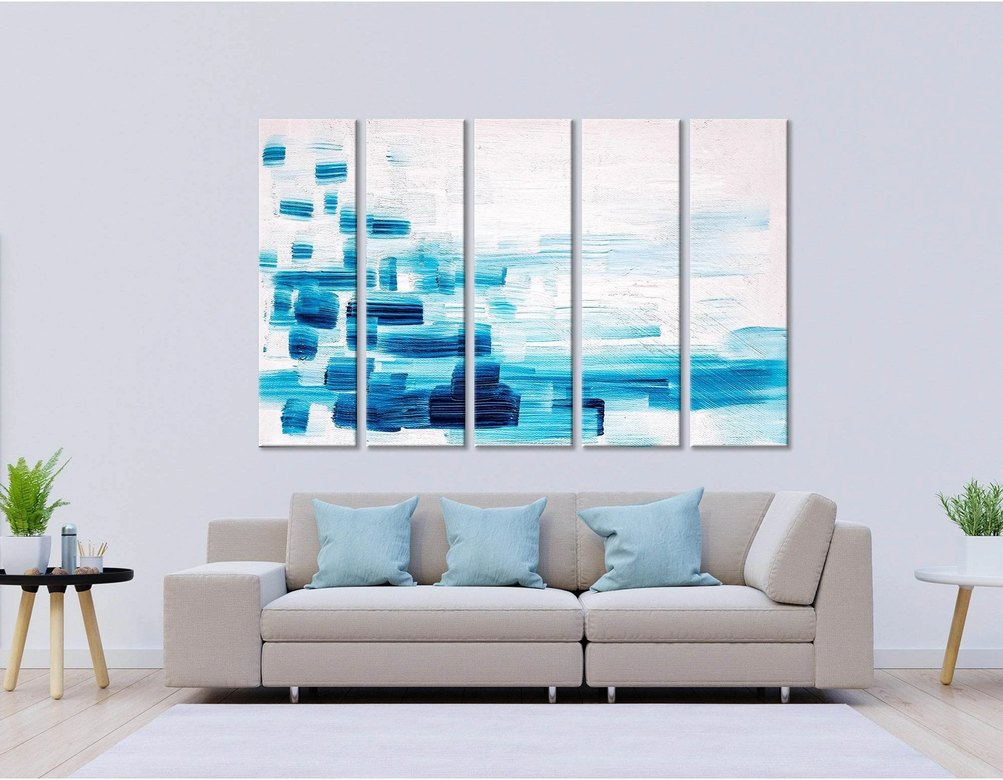 Blue Sea Waves Abstract №04260 Ready to Hang Canvas Print - Zellart Canvas Prints ALL_Products
