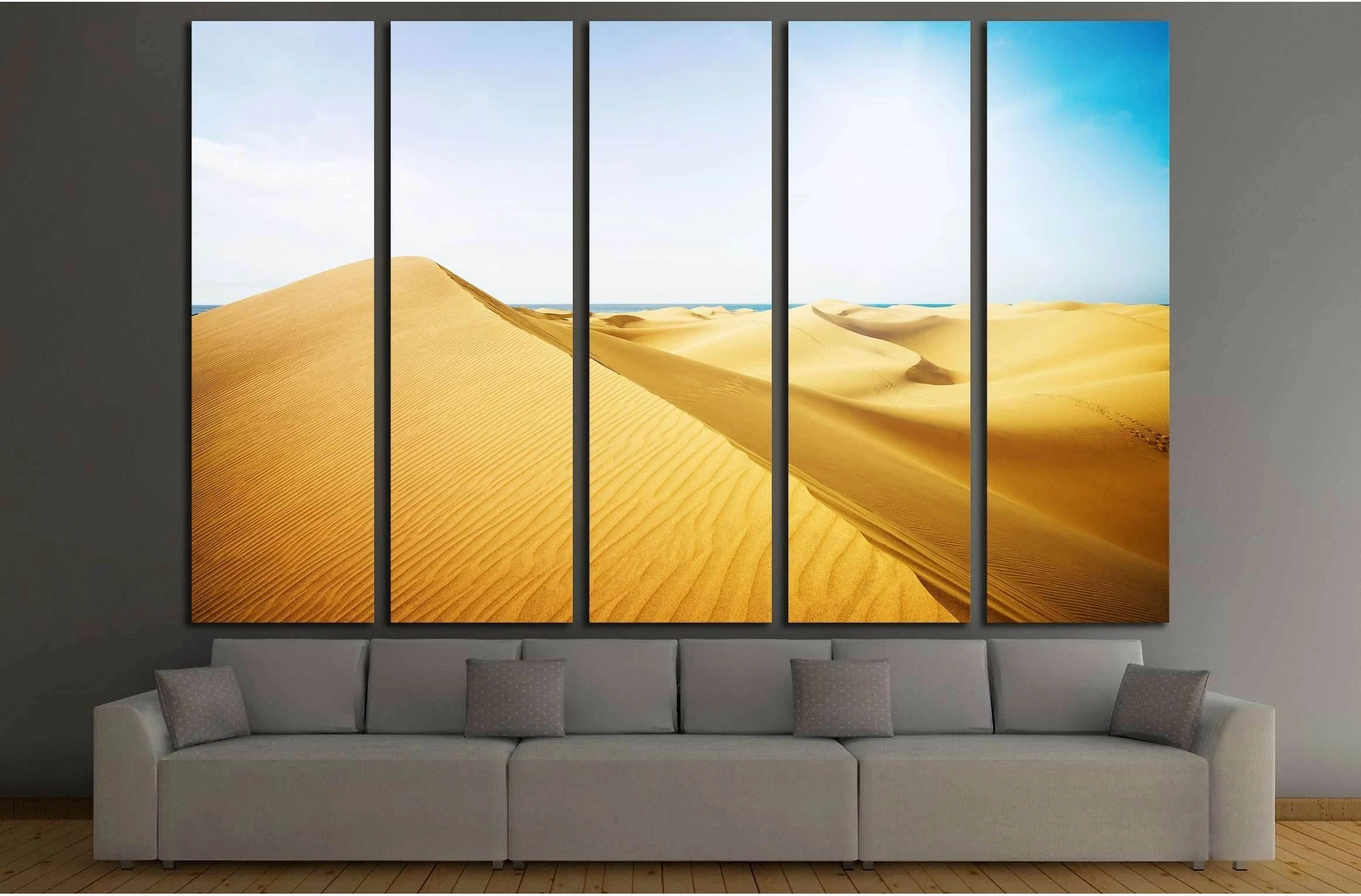 Blue sky and sand dunes. Canary islands, Maspalomas. The sea on the horizon. №3077 Ready to Hang Canvas Print - Zellart Canvas Prints ALL_Products, s-3077