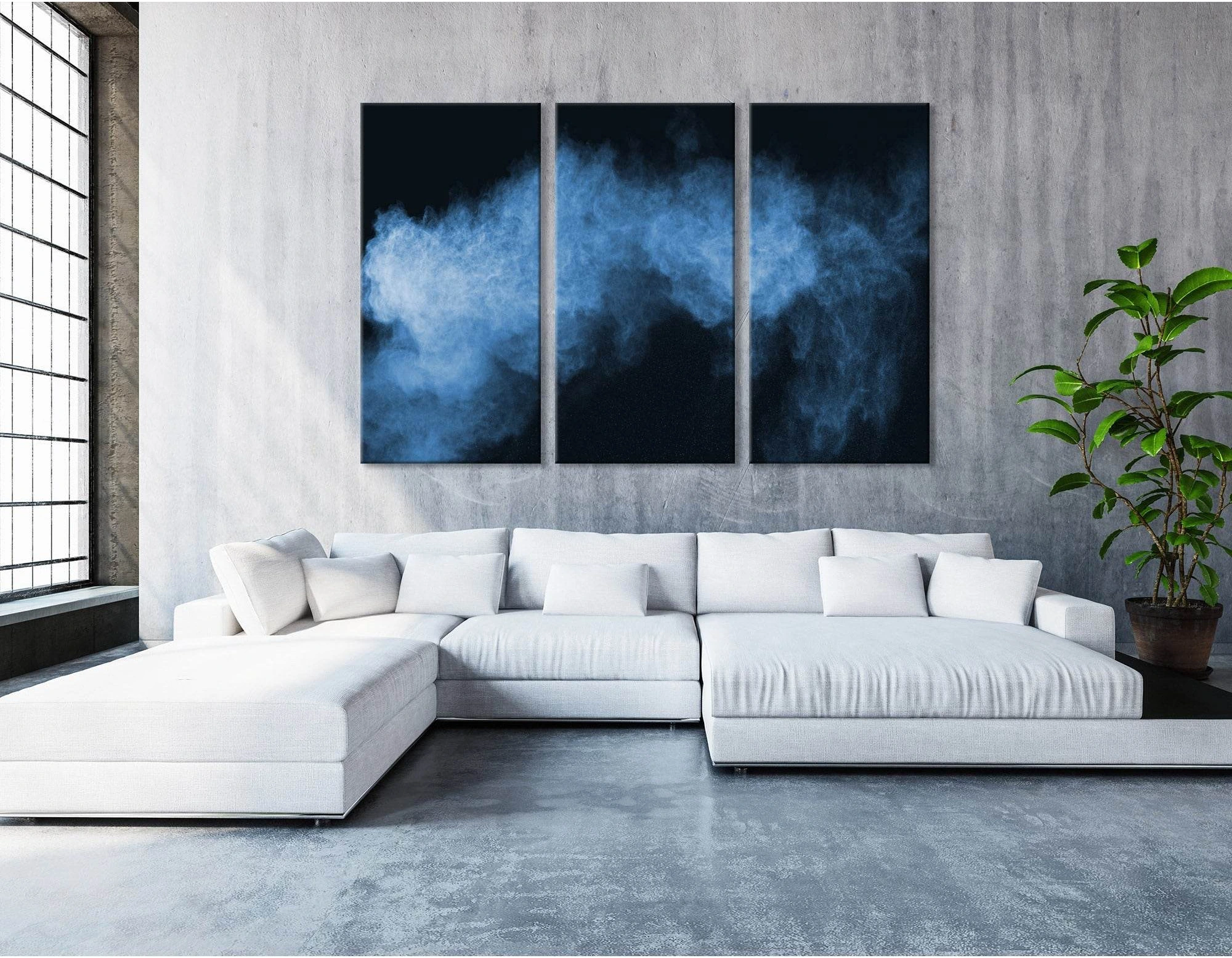 Blue Smoke Abstract №04351 Ready to Hang Canvas Print - Zellart Canvas Prints ALL_Products