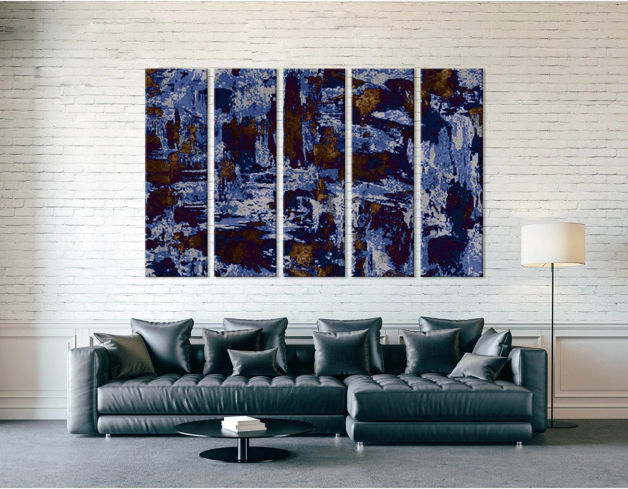 Blue, White And Brown Abstract №04318 Ready to Hang Canvas Print - Zellart Canvas Prints ALL_Products