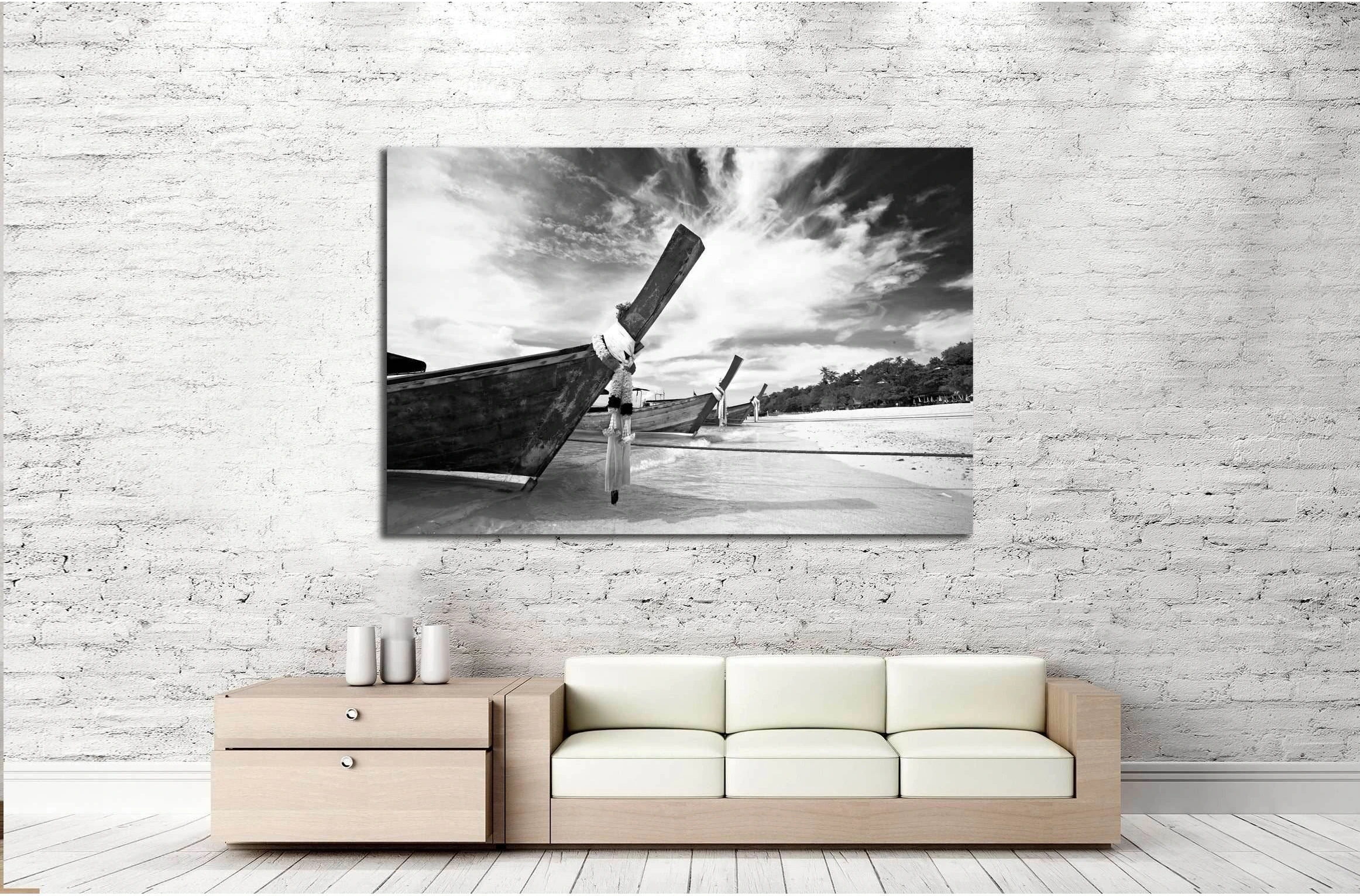 Boat in the tropical sea. Phi Phi island. Thailand №2668 Ready to Hang Canvas Print - Zellart Canvas Prints ALL_Products, s-2668