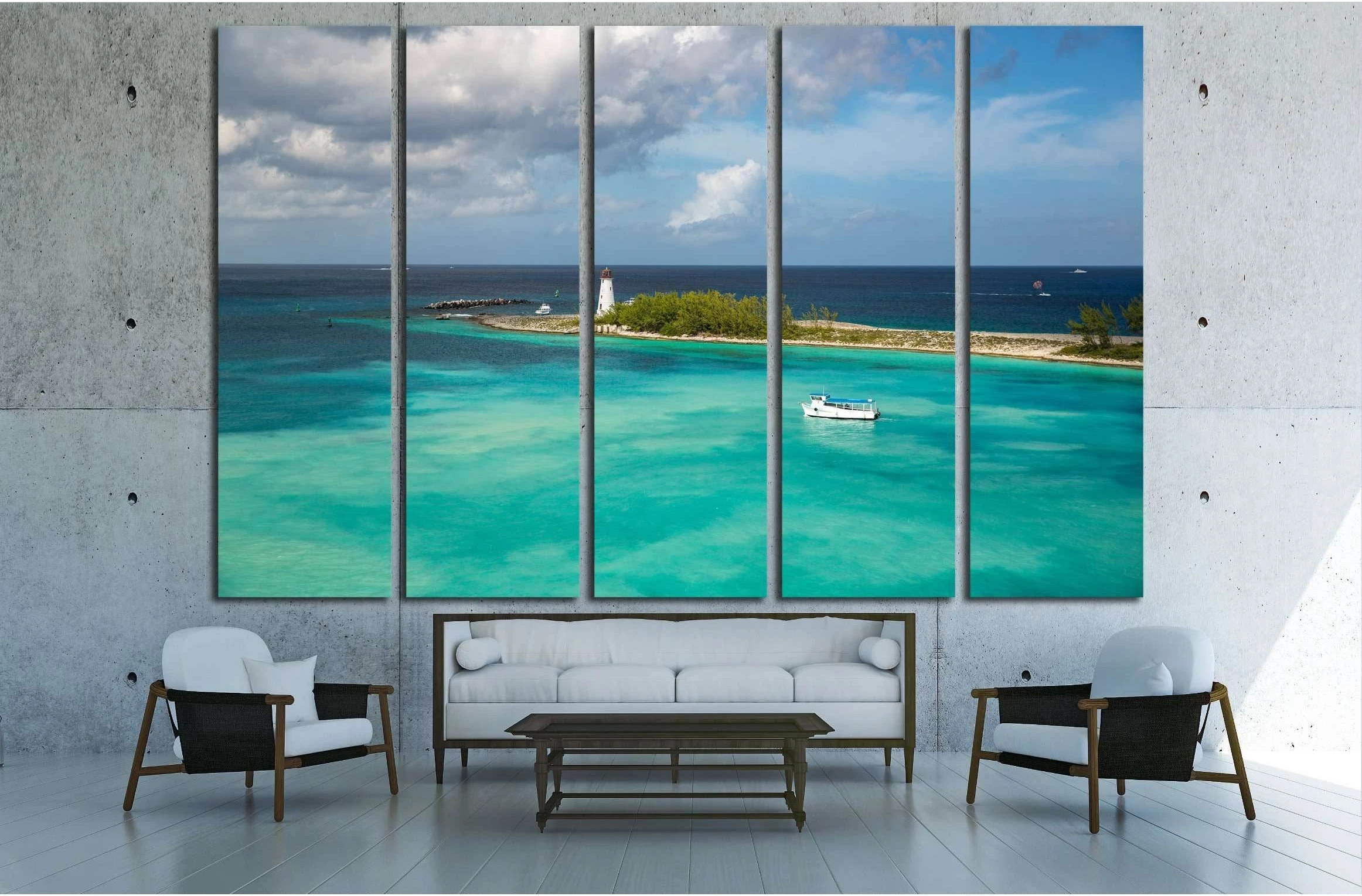 Boat. Lighthouse. Paradise Island. Nassau. Bahamas №3104 Ready to Hang Canvas Print - Zellart Canvas Prints ALL_Products, s-3104