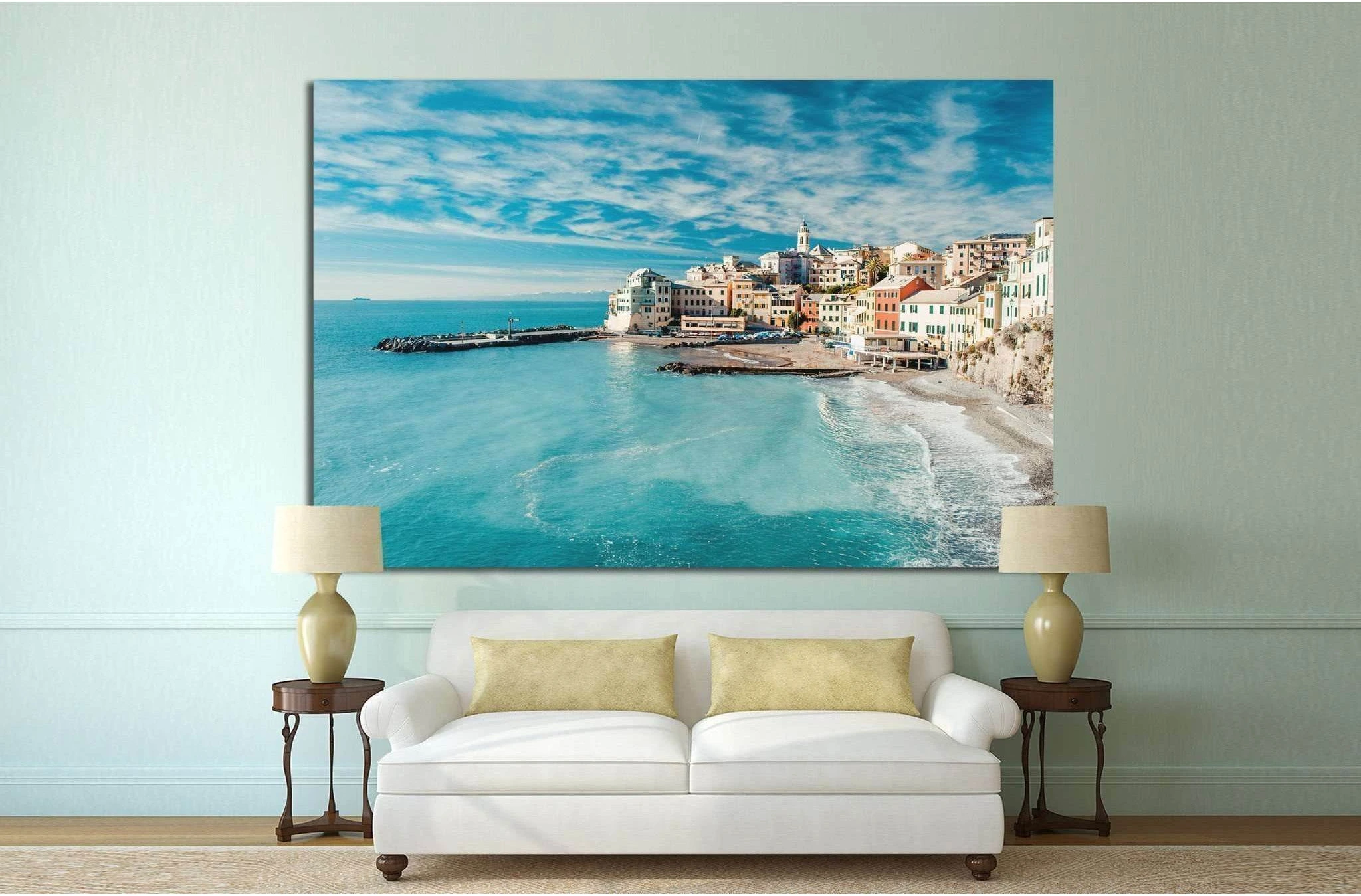 Bogliasco, fishing village in Italy №1122 Ready to Hang Canvas Print - Zellart Canvas Prints ALL_Products, s-1122