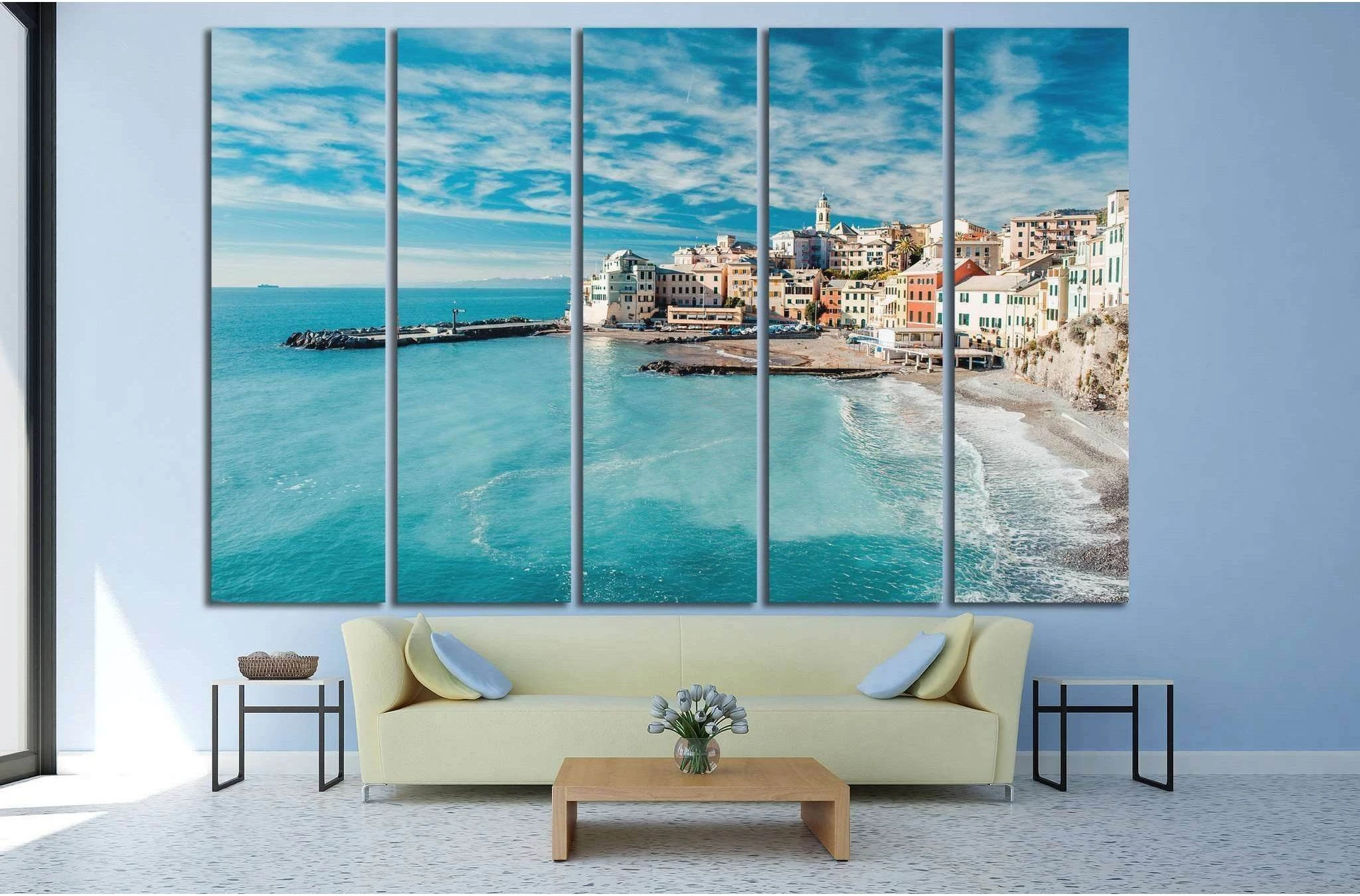 Bogliasco, fishing village in Italy №1122 Ready to Hang Canvas Print - Zellart Canvas Prints ALL_Products, s-1122