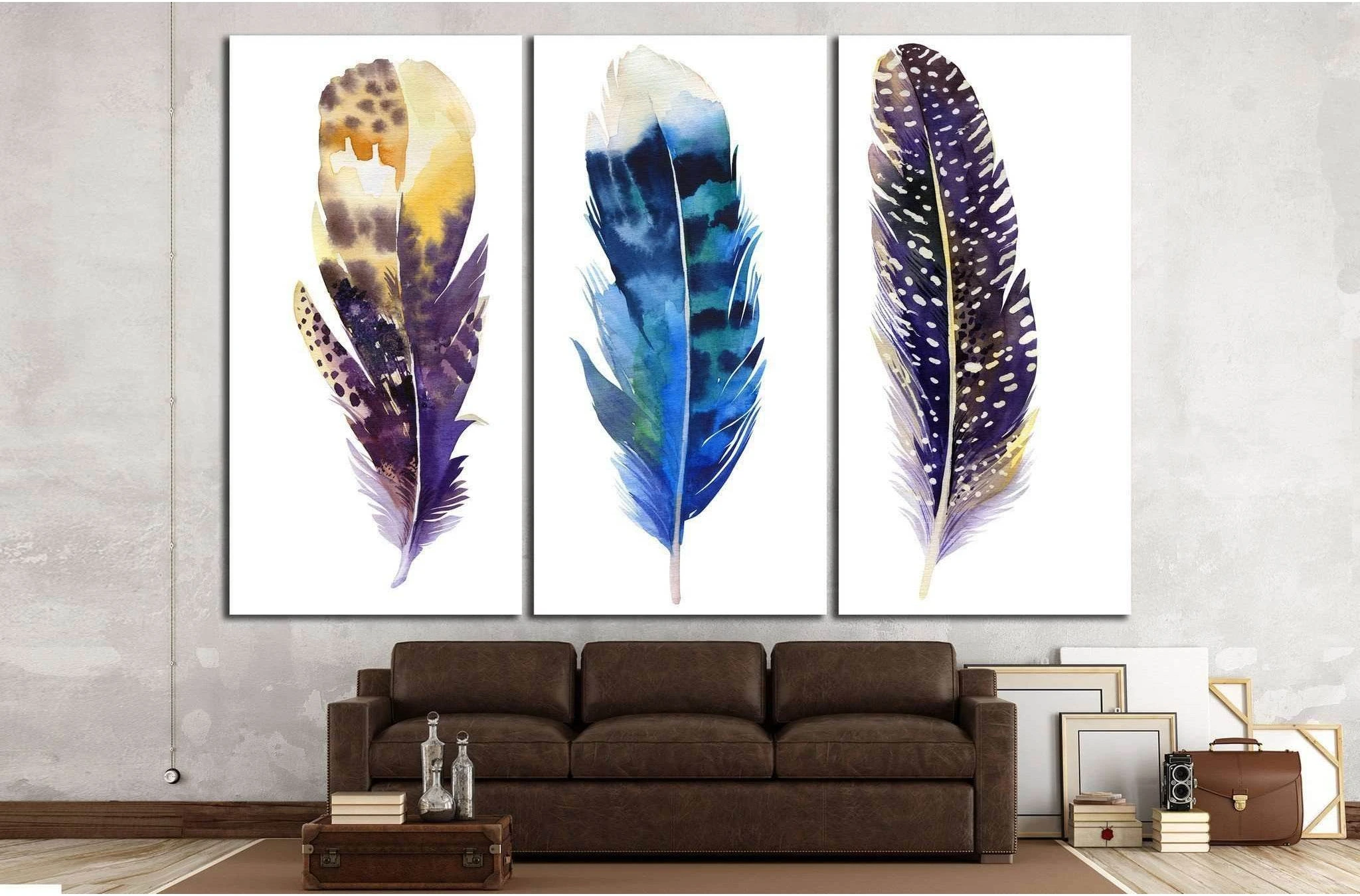 Boho feather set №733 Gallery Wrapped Canvas Art - Zellart Canvas Prints ALL_Products, s-733