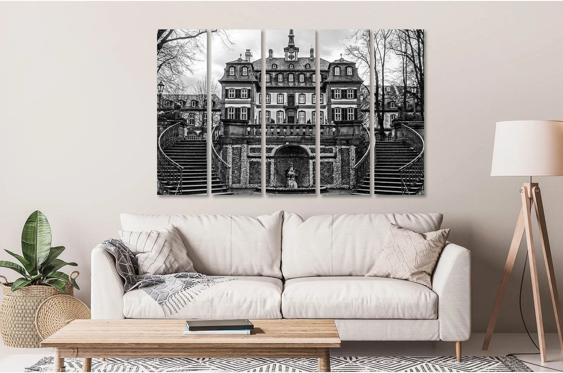 Bolongaro palace №D2819 Ready to Hang Canvas Print - Zellart Canvas Prints 0new, ALL_Products, Black & White Wall Art
