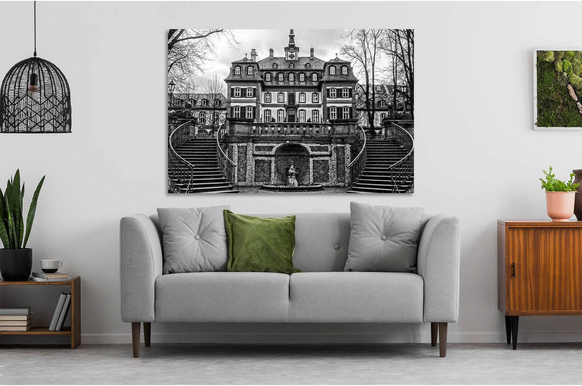 Bolongaro palace №D2819 Ready to Hang Canvas Print - Zellart Canvas Prints 0new, ALL_Products, Black & White Wall Art
