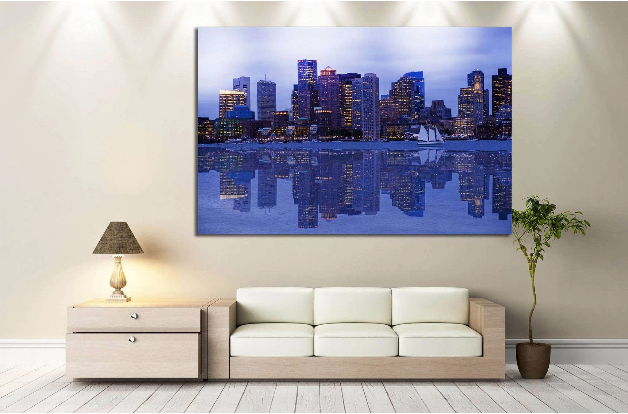Boston Cityscape №130 Ready to Hang Canvas Print - Zellart Canvas Prints ALL_Products, wd-130