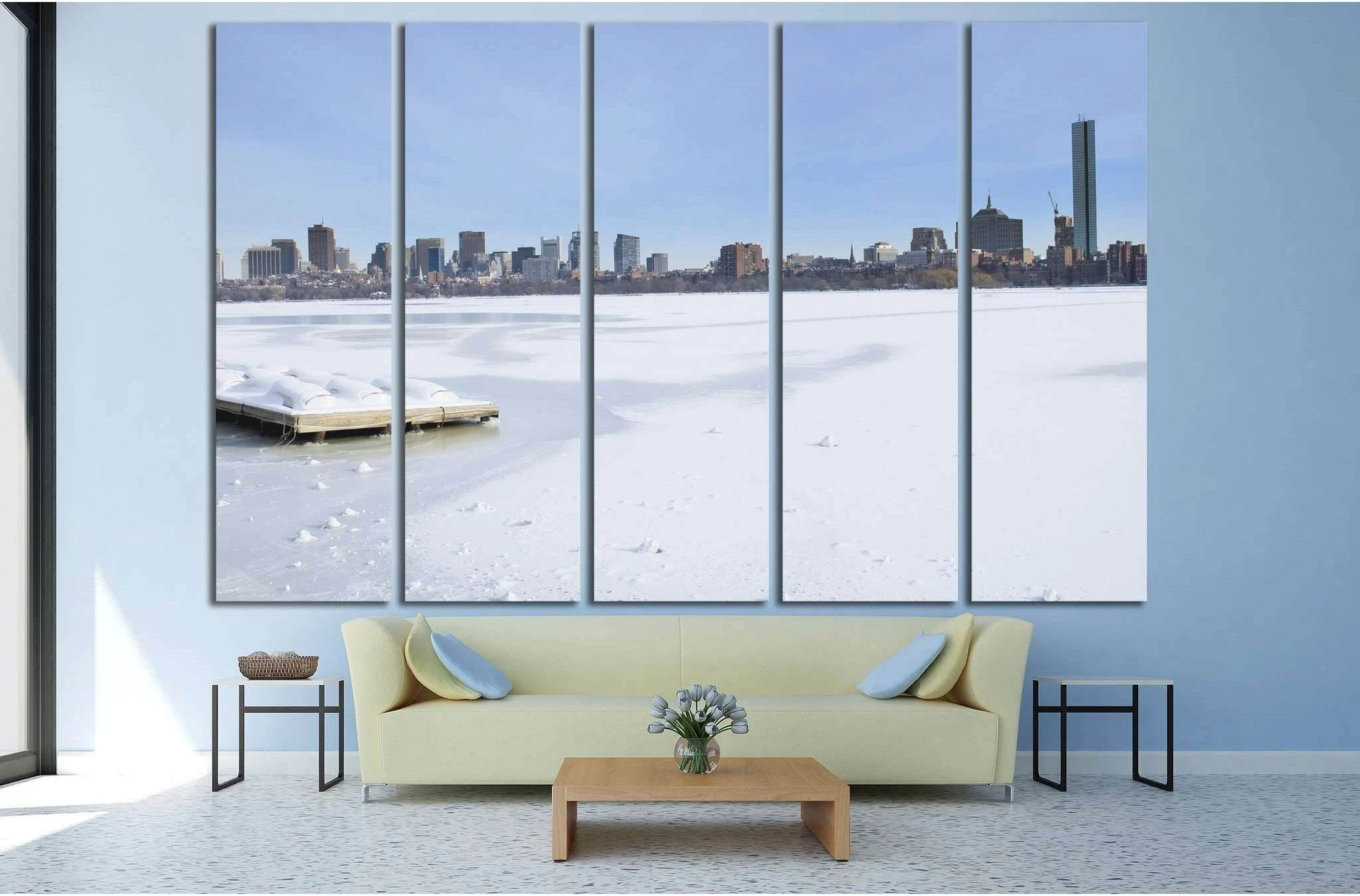 boston skyline in the winter №1127 Ready to Hang Canvas Print - Zellart Canvas Prints ALL_Products, s-11