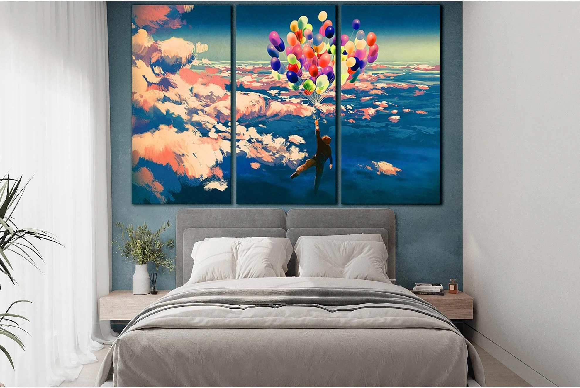 Boy With Colorful Air Balloons №SL1259 Ready to Hang Canvas Print - Zellart Canvas Prints 0new, ALL_Products, Fantasy And Sci Fi Wall Art