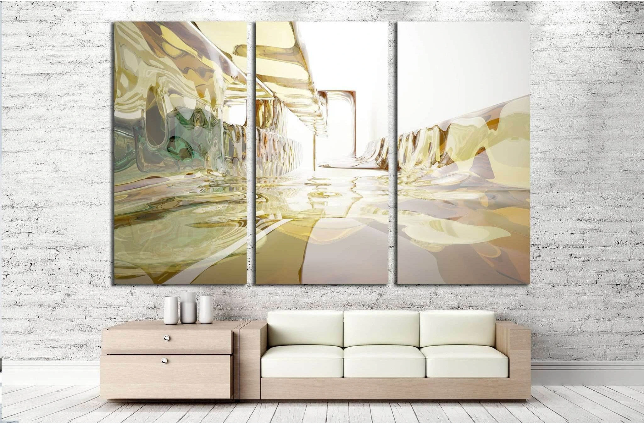 brawn, yellow and blue glass smoth wave objects №1609 Ready to Hang Canvas Print - Zellart Canvas Prints ALL_Products, s-1609
