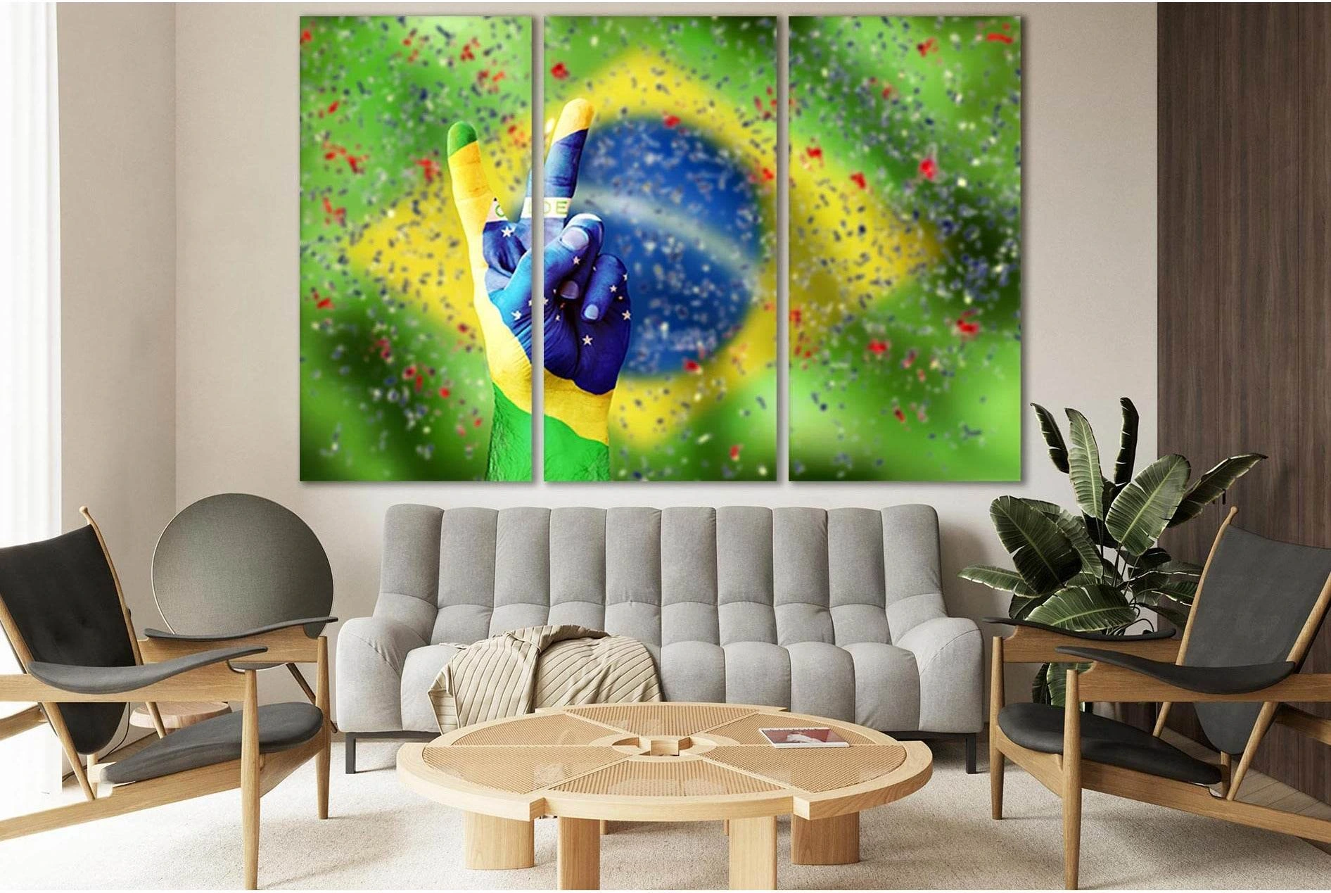 Brazil Flag On Hand №SL1167 Ready to Hang Canvas Print - Zellart Canvas Prints 0new, ALL_Products, Flags