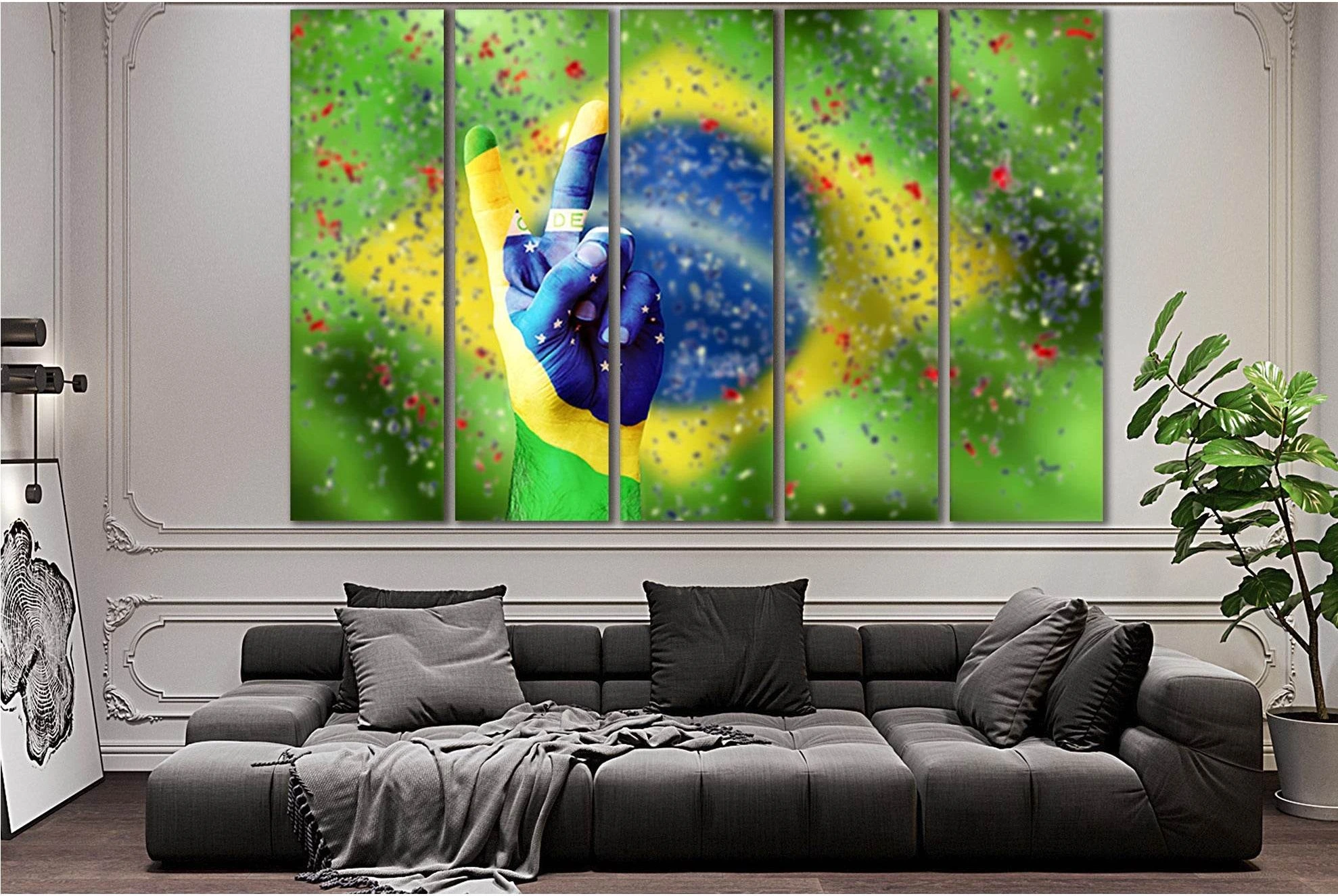 Brazil Flag On Hand №SL1167 Ready to Hang Canvas Print - Zellart Canvas Prints 0new, ALL_Products, Flags