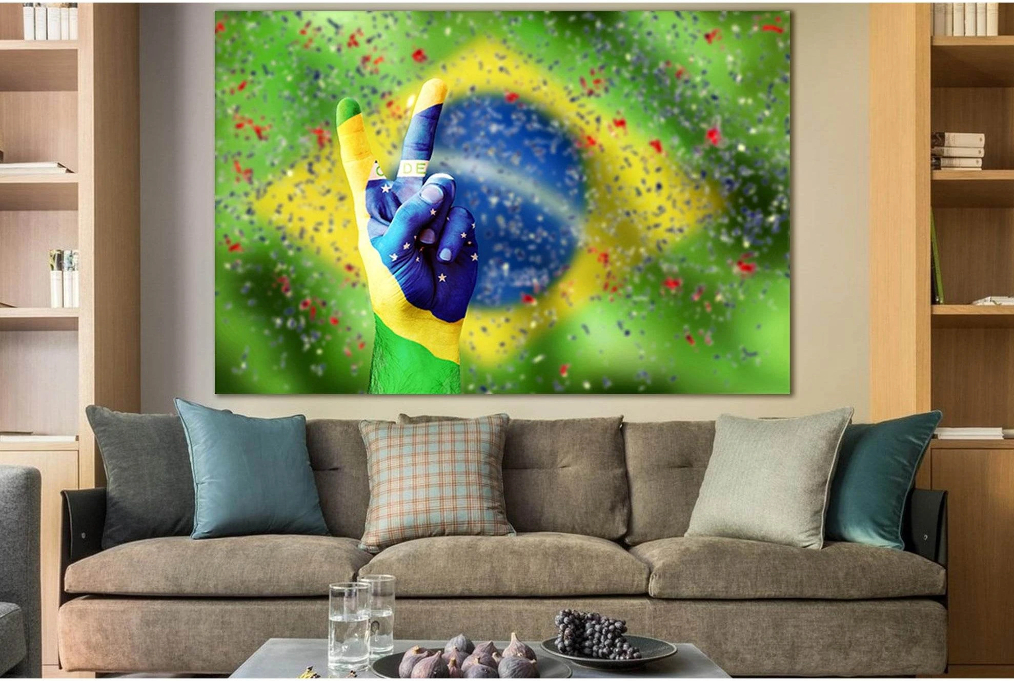 Brazil Flag On Hand №SL1167 Ready to Hang Canvas Print - Zellart Canvas Prints 0new, ALL_Products, Flags