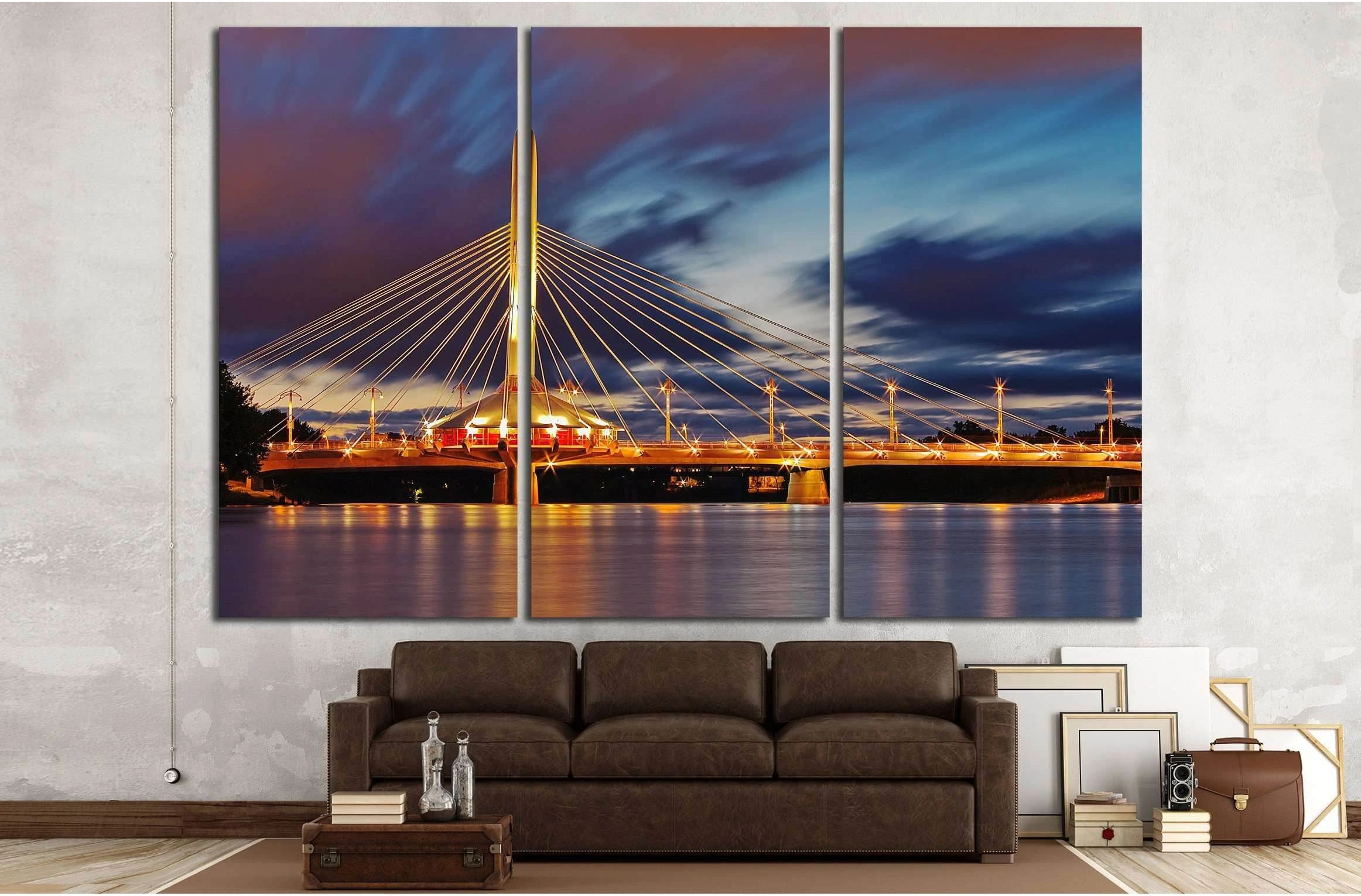 Bridge at night №2154 Ready to Hang Canvas Print - Zellart Canvas Prints ALL_Products, s-2154