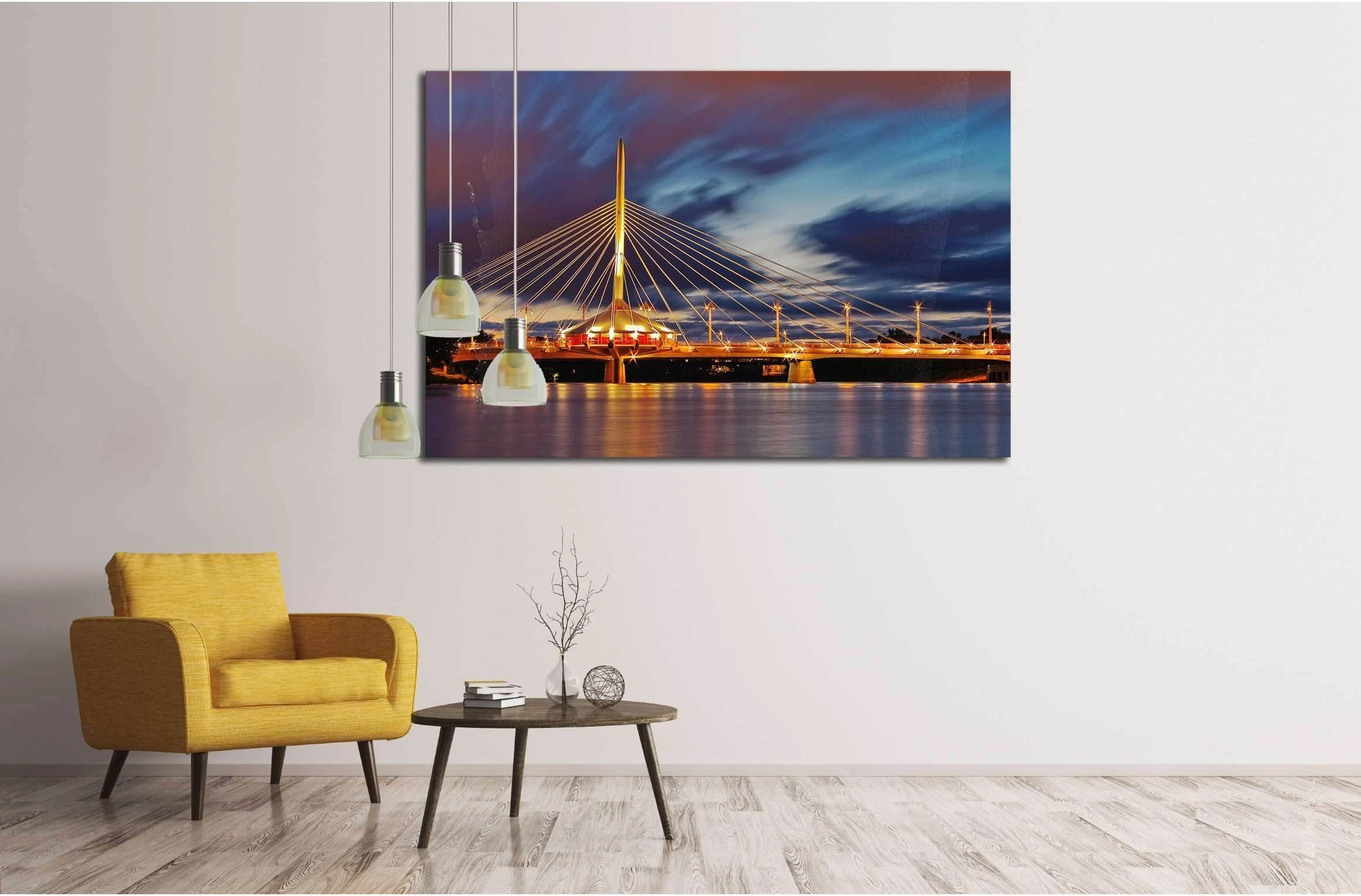 Bridge at night №2154 Ready to Hang Canvas Print - Zellart Canvas Prints ALL_Products, s-2154