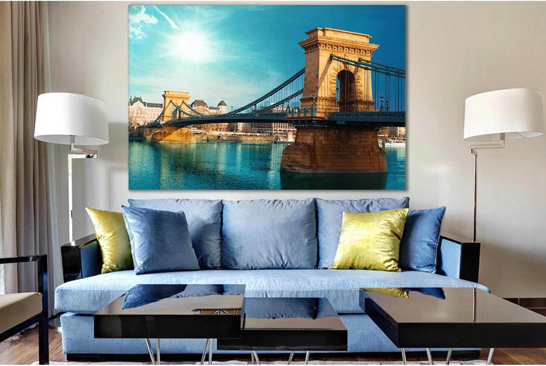 Bridge In Budapest Hungary №SL1134 Ready to Hang Canvas Print - Zellart Canvas Prints 0new, ALL_Products, Bridges Wall Art