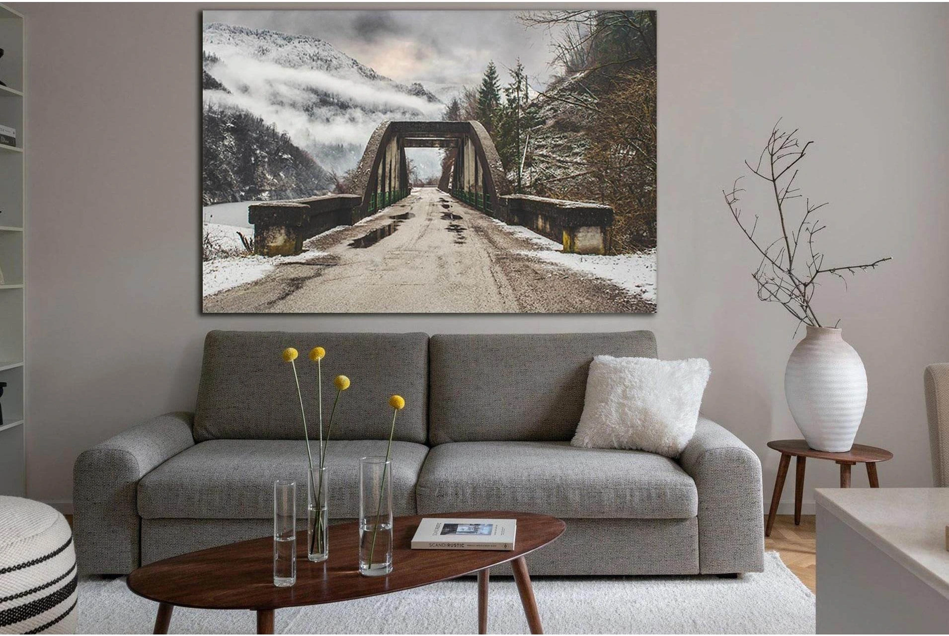 Bridge In The Mountains №SL1115 Ready to Hang Canvas Print - Zellart Canvas Prints 0new, ALL_Products, Bridges Wall Art