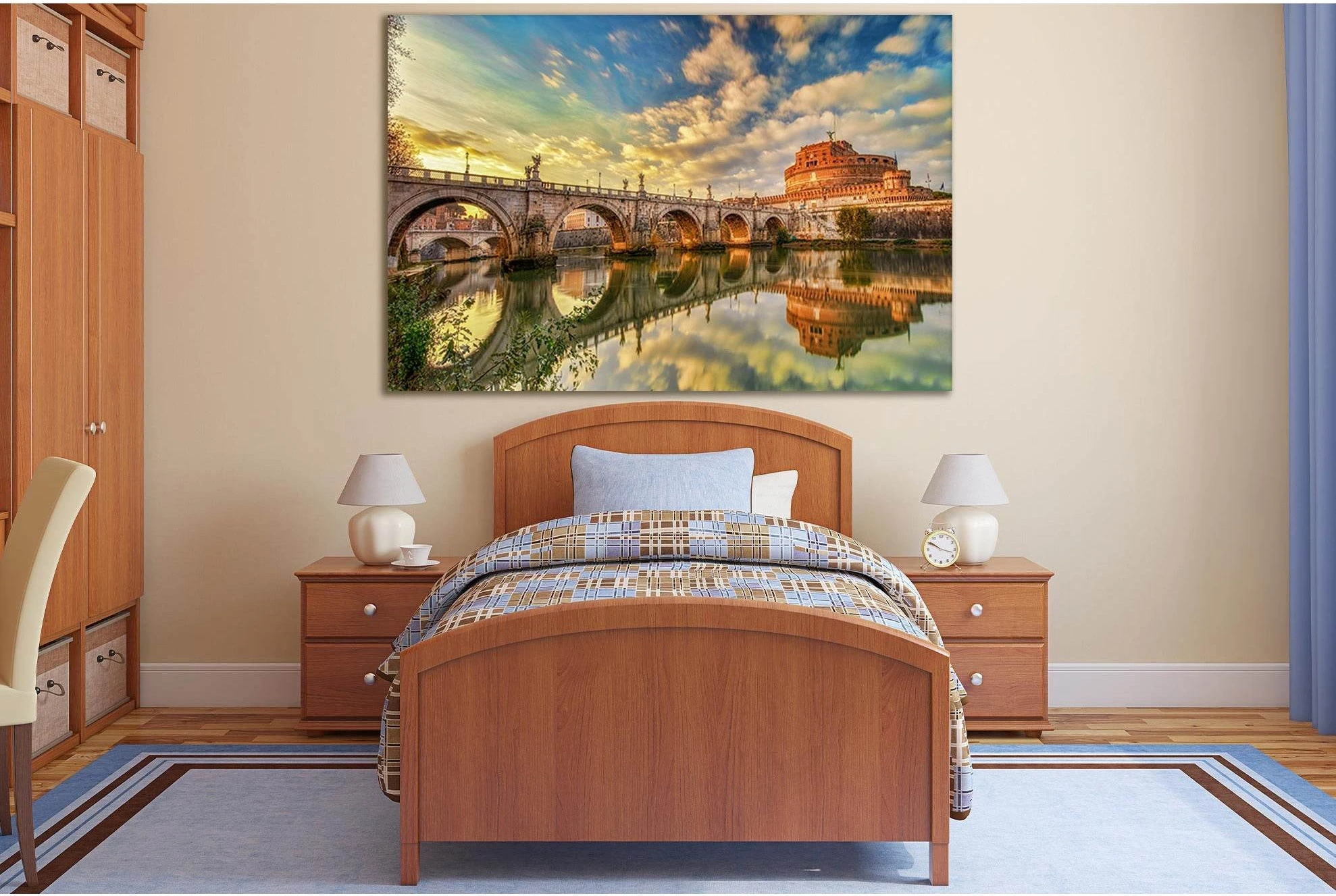 Bridge To Castel Sant Angelo Italy №SL1101 Ready to Hang Canvas Print - Zellart Canvas Prints 0new, ALL_Products, Bridges Wall Art