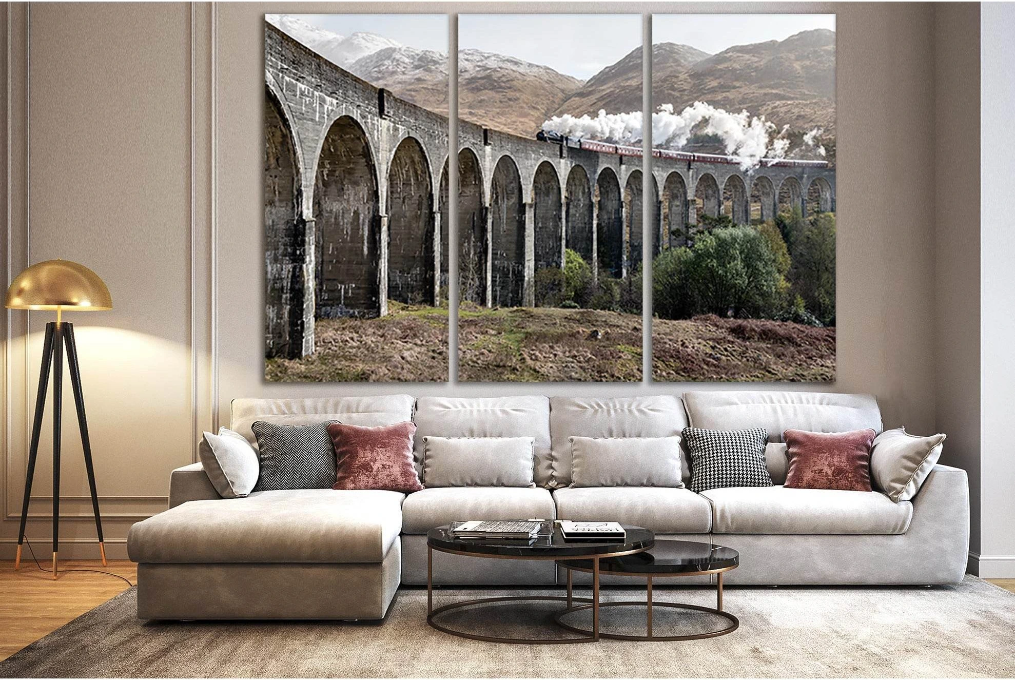 Bridges Glenfinnan Viaduct №SL1106 Ready to Hang Canvas Print - Zellart Canvas Prints 0new, ALL_Products, Bridges Wall Art