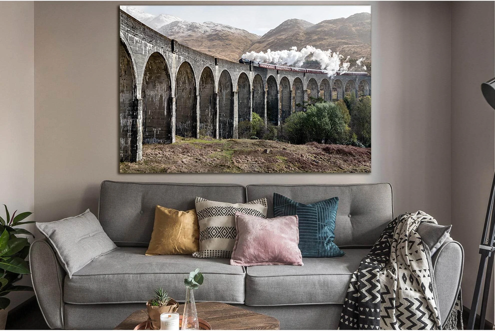 Bridges Glenfinnan Viaduct №SL1106 Ready to Hang Canvas Print - Zellart Canvas Prints 0new, ALL_Products, Bridges Wall Art