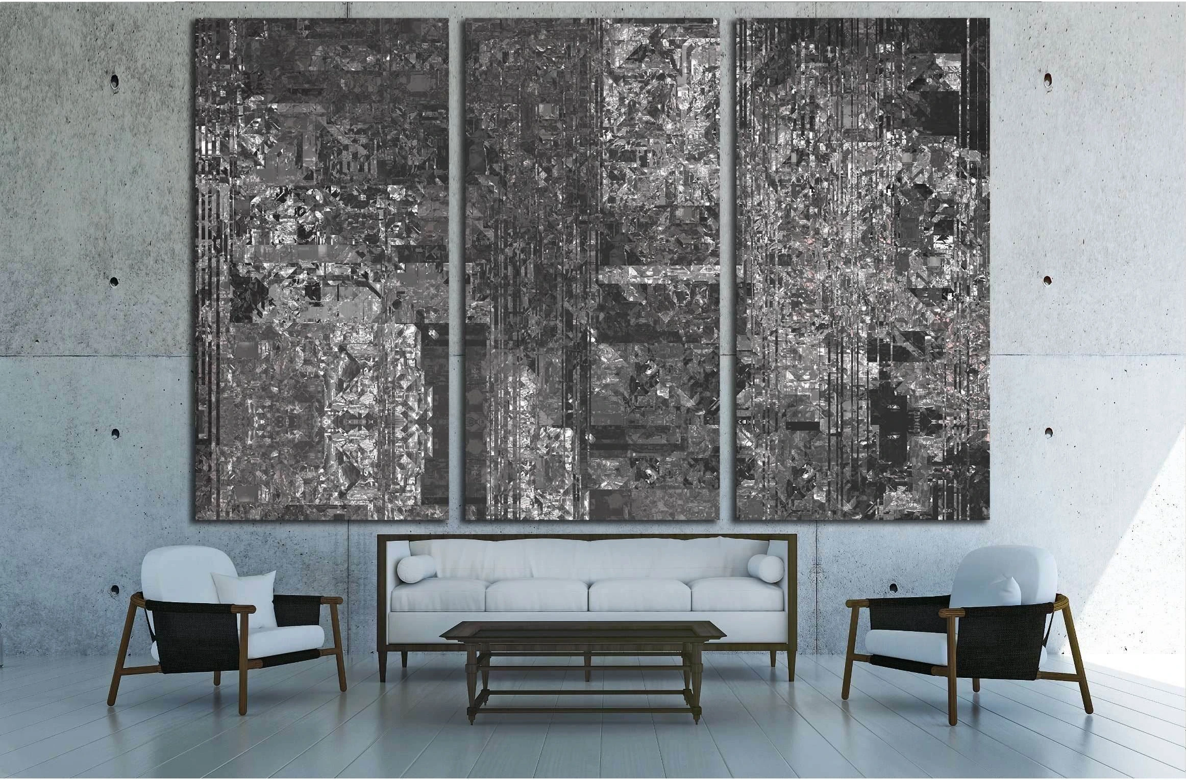 Bright abstract mosaic grey background with gloss №3229 Ready to Hang Canvas Print - Zellart Canvas Prints ALL_Products, s-3229