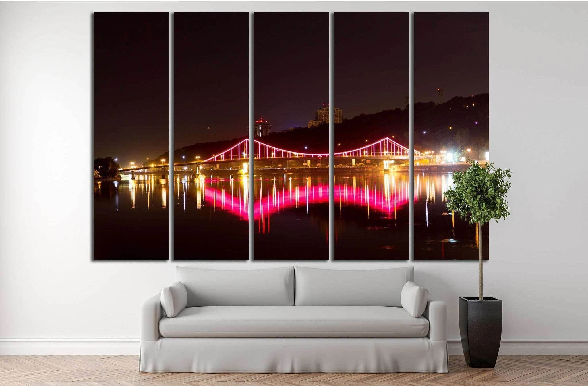 Bright bridge over the river, Ukraine №814 Ready to Hang Canvas Print - Zellart Canvas Prints ALL_Products, s-814