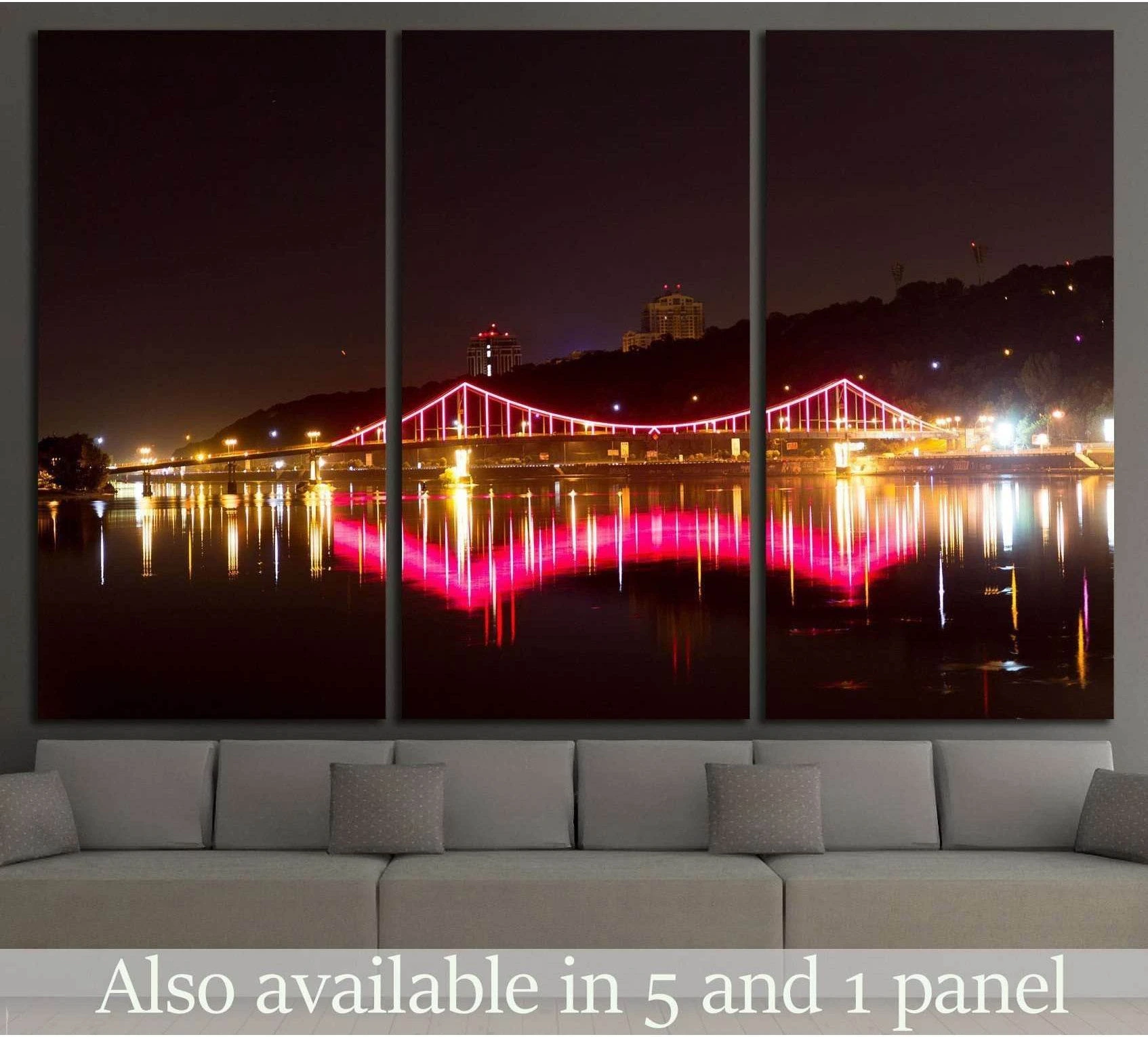 Bright bridge over the river, Ukraine №814 Ready to Hang Canvas Print - Zellart Canvas Prints ALL_Products, s-814