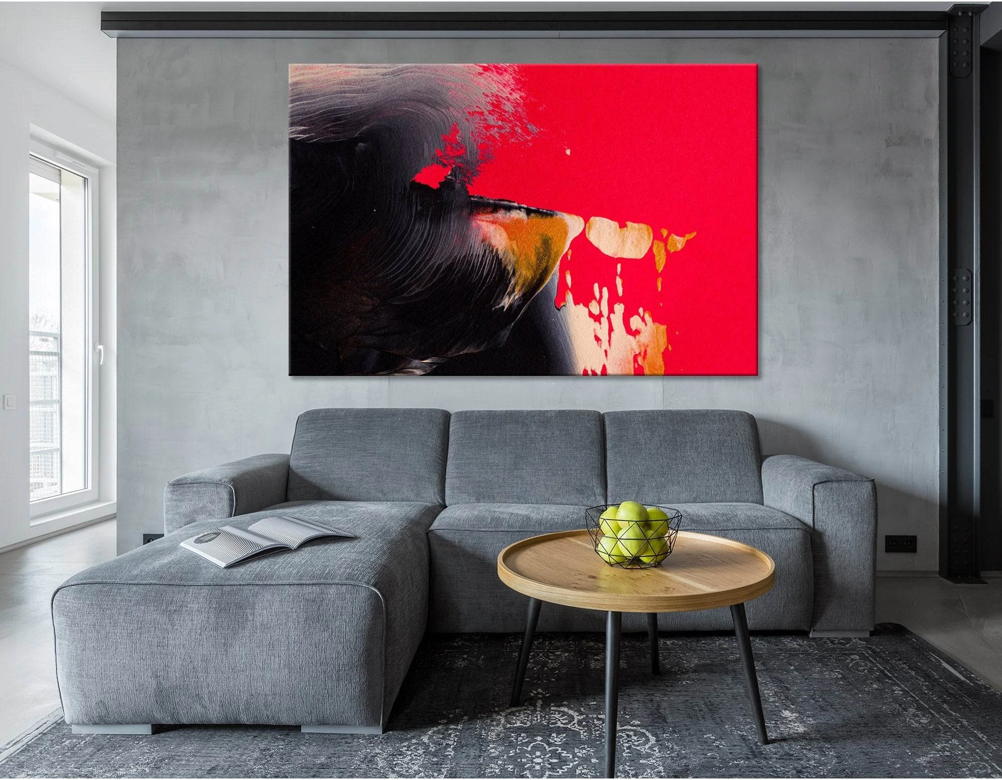 Bright Crimson And Black Fashionable Abstract №04407 Ready to Hang Canvas Print - Zellart Canvas Prints ALL_Products