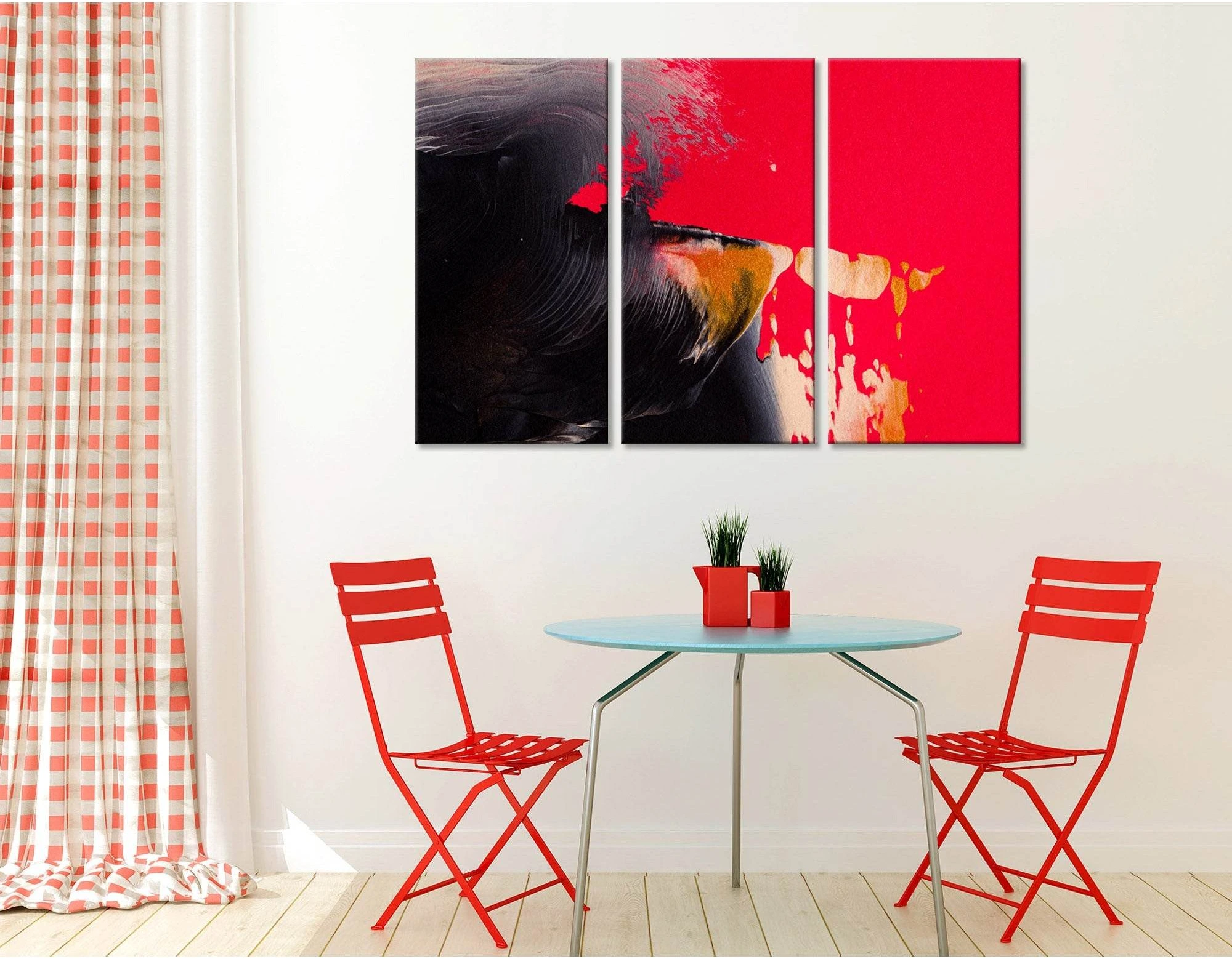 Bright Crimson And Black Fashionable Abstract №04407 Ready to Hang Canvas Print - Zellart Canvas Prints ALL_Products